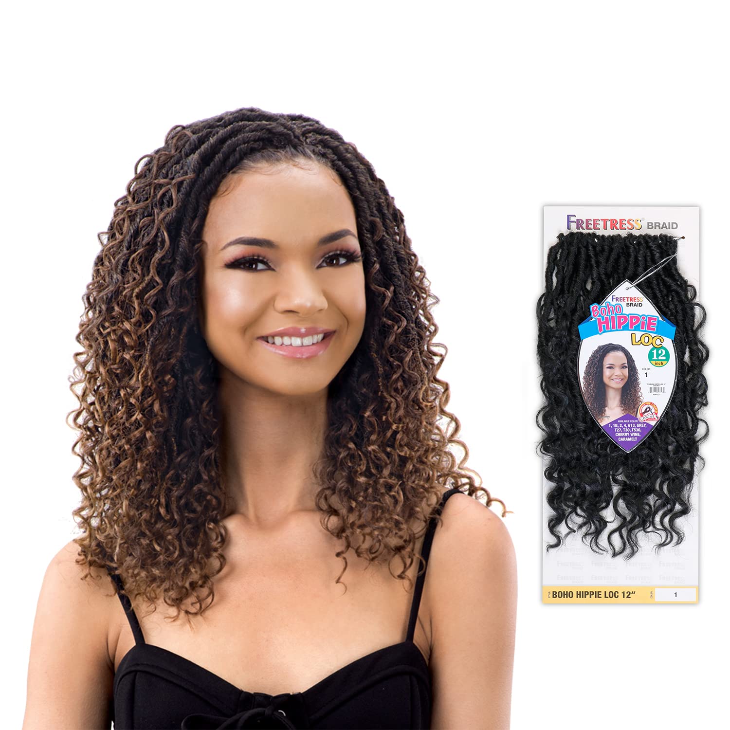 Freetress Synthetic Crochet Braid - 12 Inch BOHO HIPPIE LOC Hair Extensions in Cherrywine Color | Perfect for Boho Chic, Festival, and Everyday Protective Styles