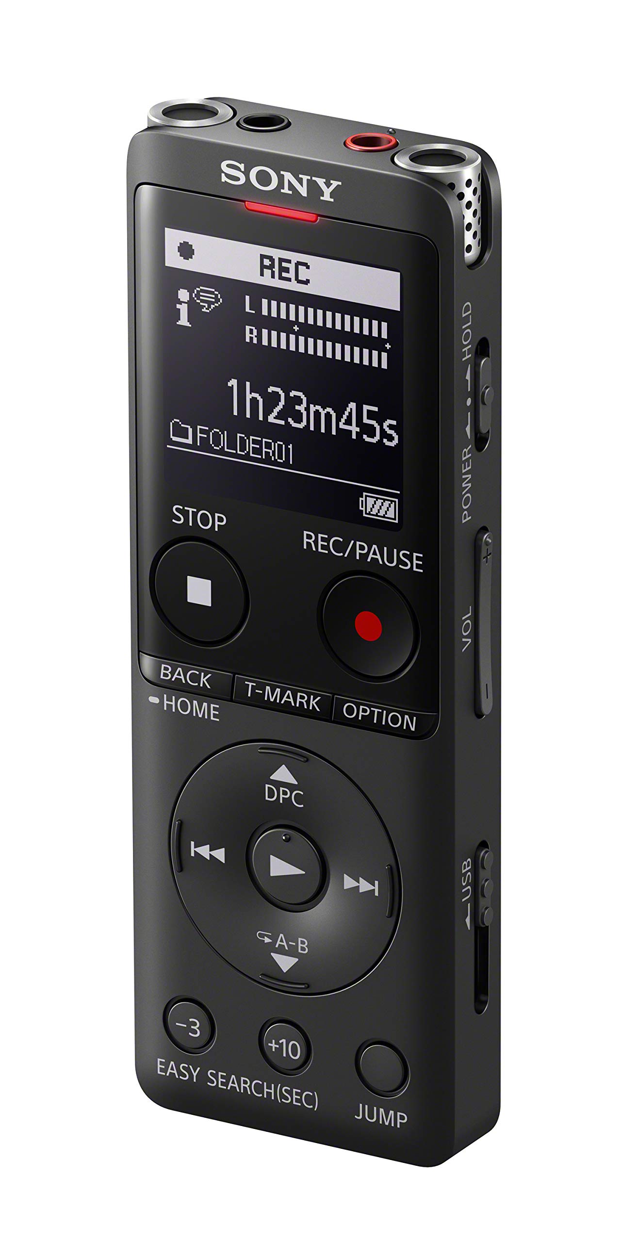 Sony ICD-UX570 4GB Digital Voice Recorder with Built-in USB, OLED Screen - Black | MP3/LPCM Recording for Lectures, Meetings & Interviews