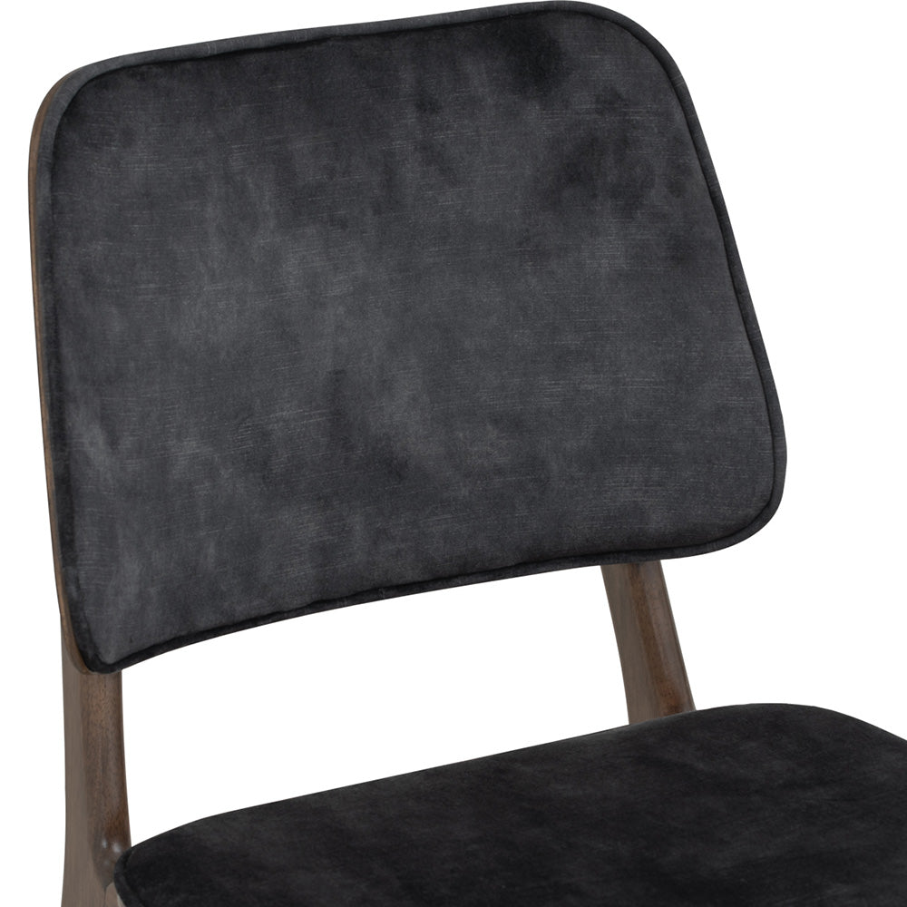 HEATH Modern Dining Chair - Walnut & Charcoal Fabric Upholstered - Perfect for Kitchen, Dining Room and Home Office Seating