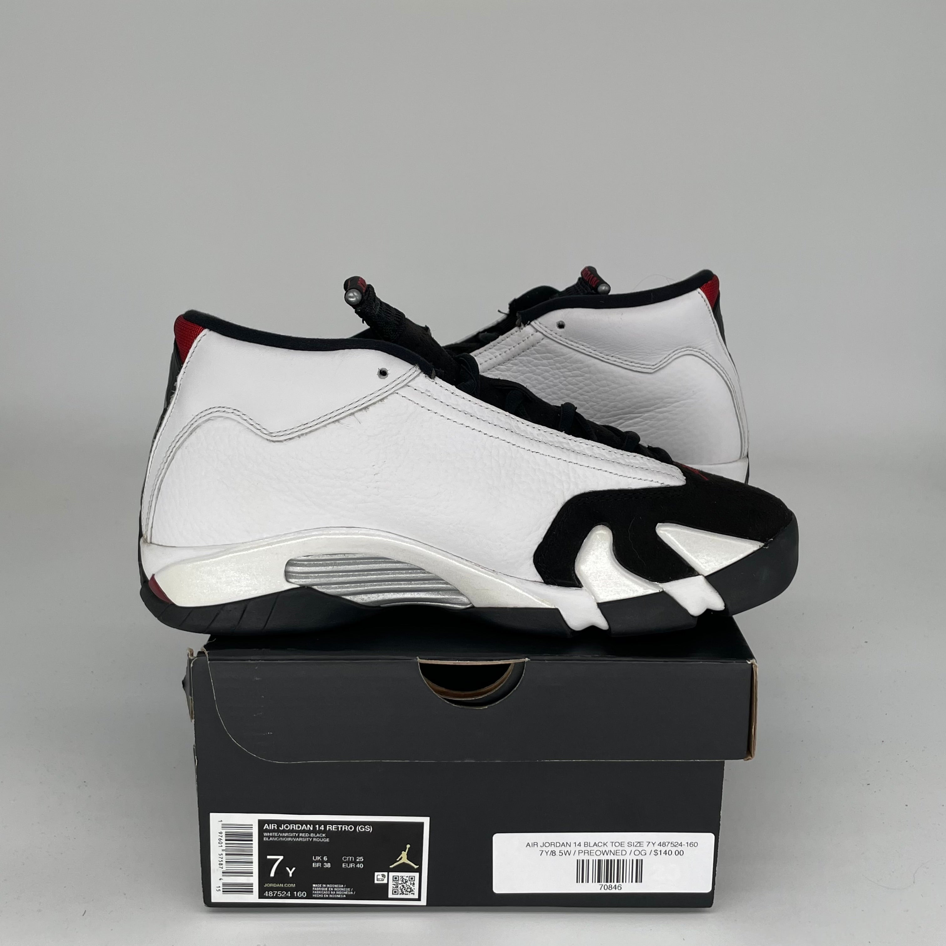AIR JORDAN 14 Retro Black Toe Basketball Shoes - Size 7Y (487524-160) - Men's & Kids' Sneakers for Sports & Streetwear Fashion