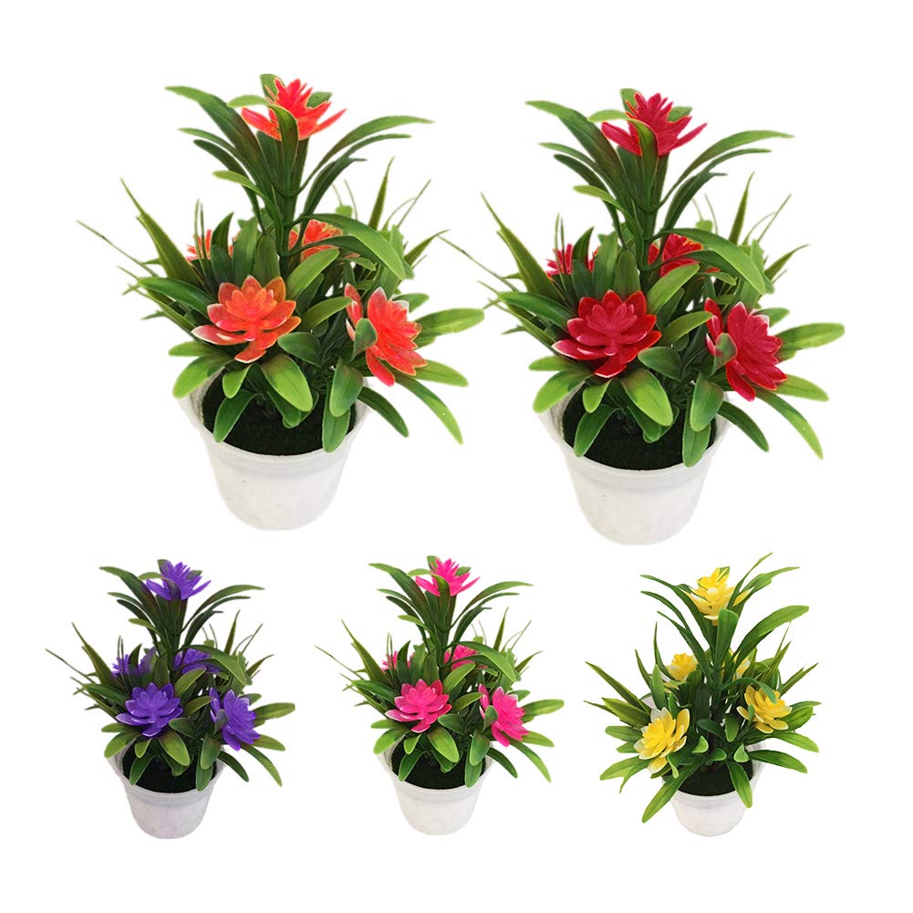 Bluelanss Artificial Lotus Flowers in Vase - Yellow Table Centerpiece for Home & Office Decor