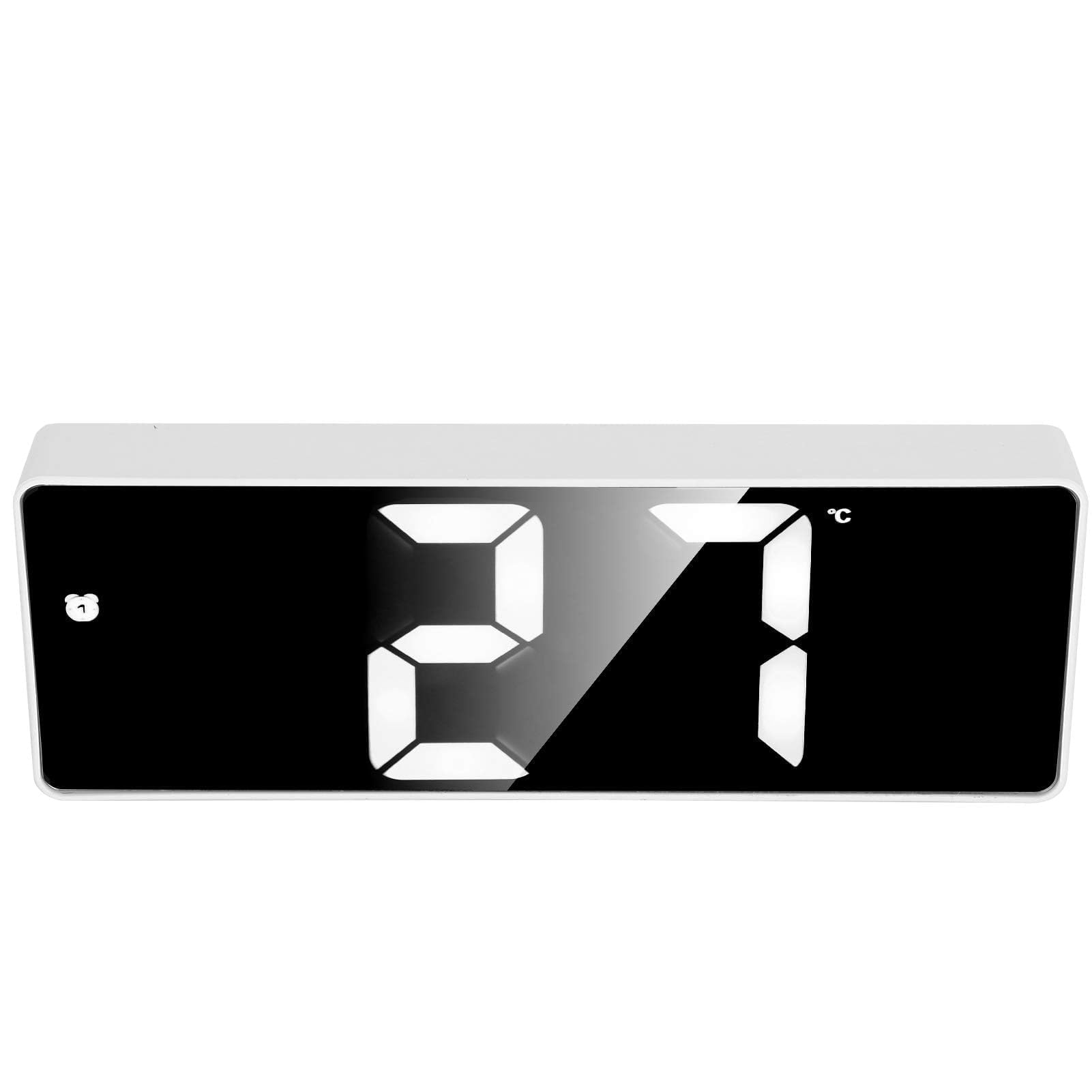 Digital Alarm Clock with Adjustable Brightness - Mirror Surface LED Desk Clock for Bedroom, Snooze Function, Voice Control, 12/24H Display | Perfect for Nightstands, Home Office & Dorm Rooms