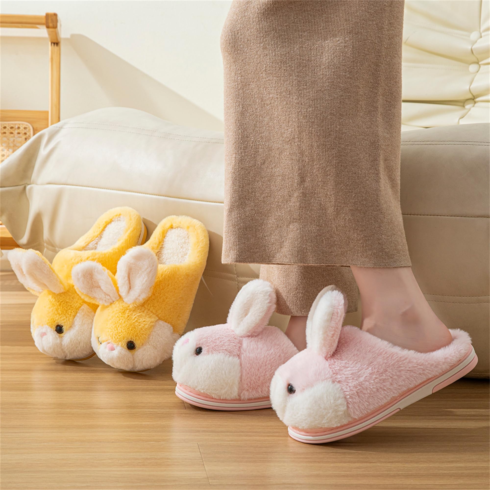 LANFIRE Women's Fuzzy Rabbit Slippers - Cozy Plush Winter House Shoes for Indoor Comfort & Warmth | Perfect for Home, Lounge, and Gift Giving