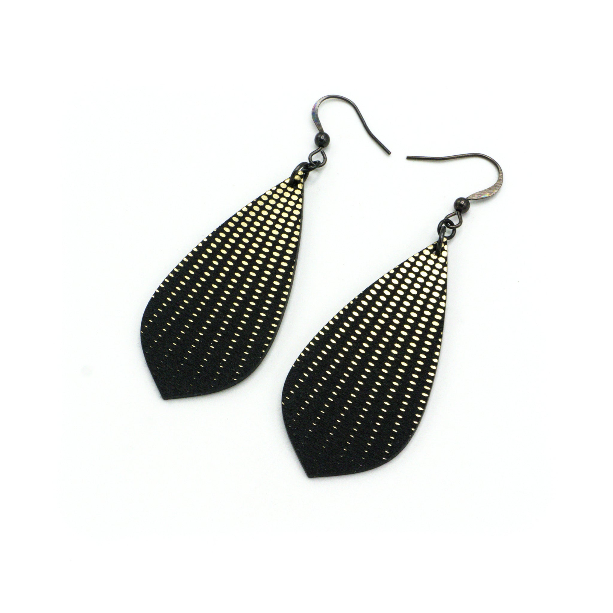 Gem Point [09R] Acrylic Earrings - Brushed Gold & Black | Stylish Dangle Earrings for Women, Perfect for Parties, Weddings & Everyday Wear