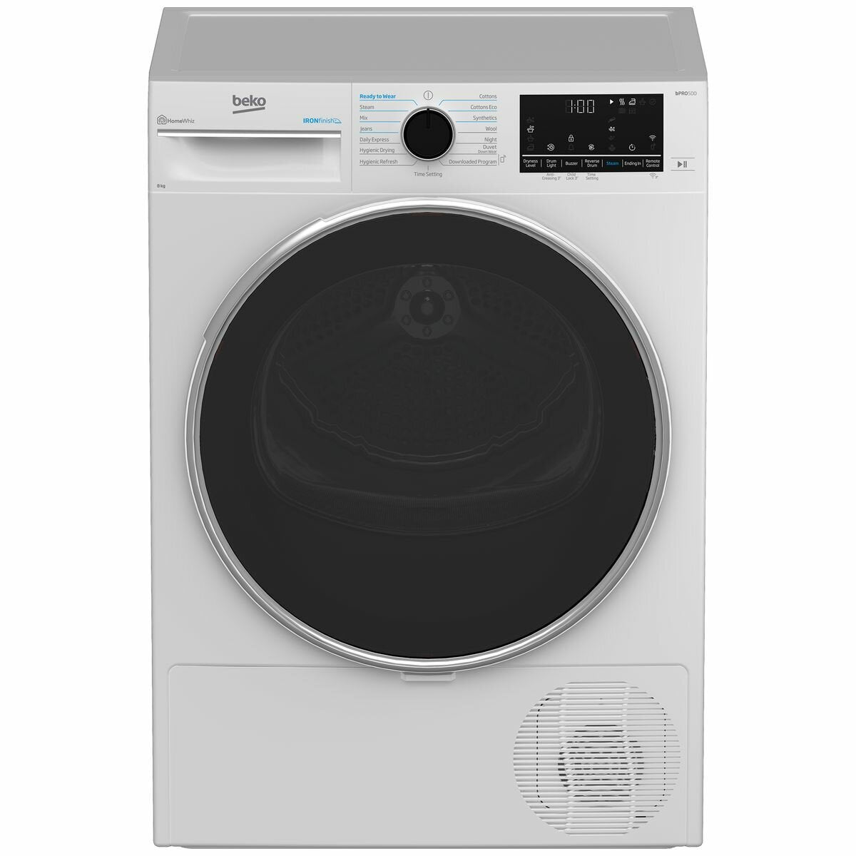 Beko 8kg Heat Pump Dryer with Steam Function BDPB802SW - Energy Efficient Laundry Solution for Homes & Apartments