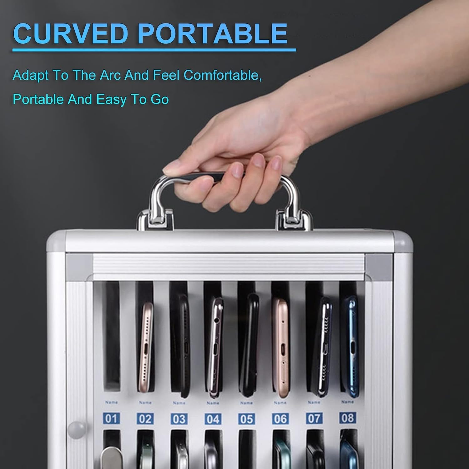 Aluminum Alloy Wall-Mounted Pocket Chart Storage Cabinet - 12-Slot Phone Holder Organizer for iPhone, Samsung & Smartphones | Desktop & Wall Organization Solution for Home, Office & Retail Stores