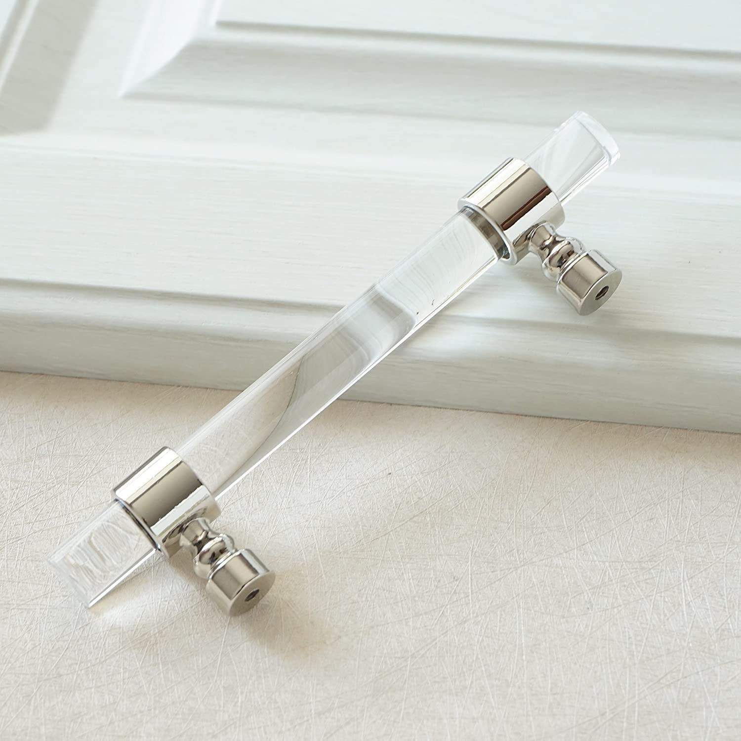 LBFEEL 5 Inch Clear Acrylic Crystal Cabinet Drawer Pulls - 1 Pack (128mm Hole Centers) - Modern Kitchen Hardware & Dresser Knobs for Cabinets, Wardrobes, and Furniture - Perfect for Home Renovation & DIY Projects