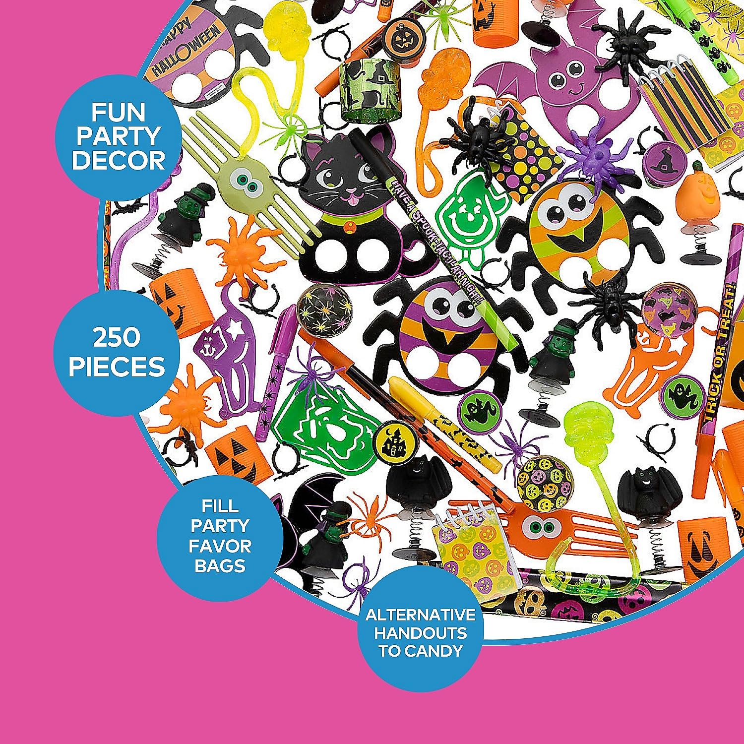 Halloween Iconic Toy Assortment - 250 Piece Bulk Party Favors for Trick or Treat, Classroom Prizes & Goodie Bags