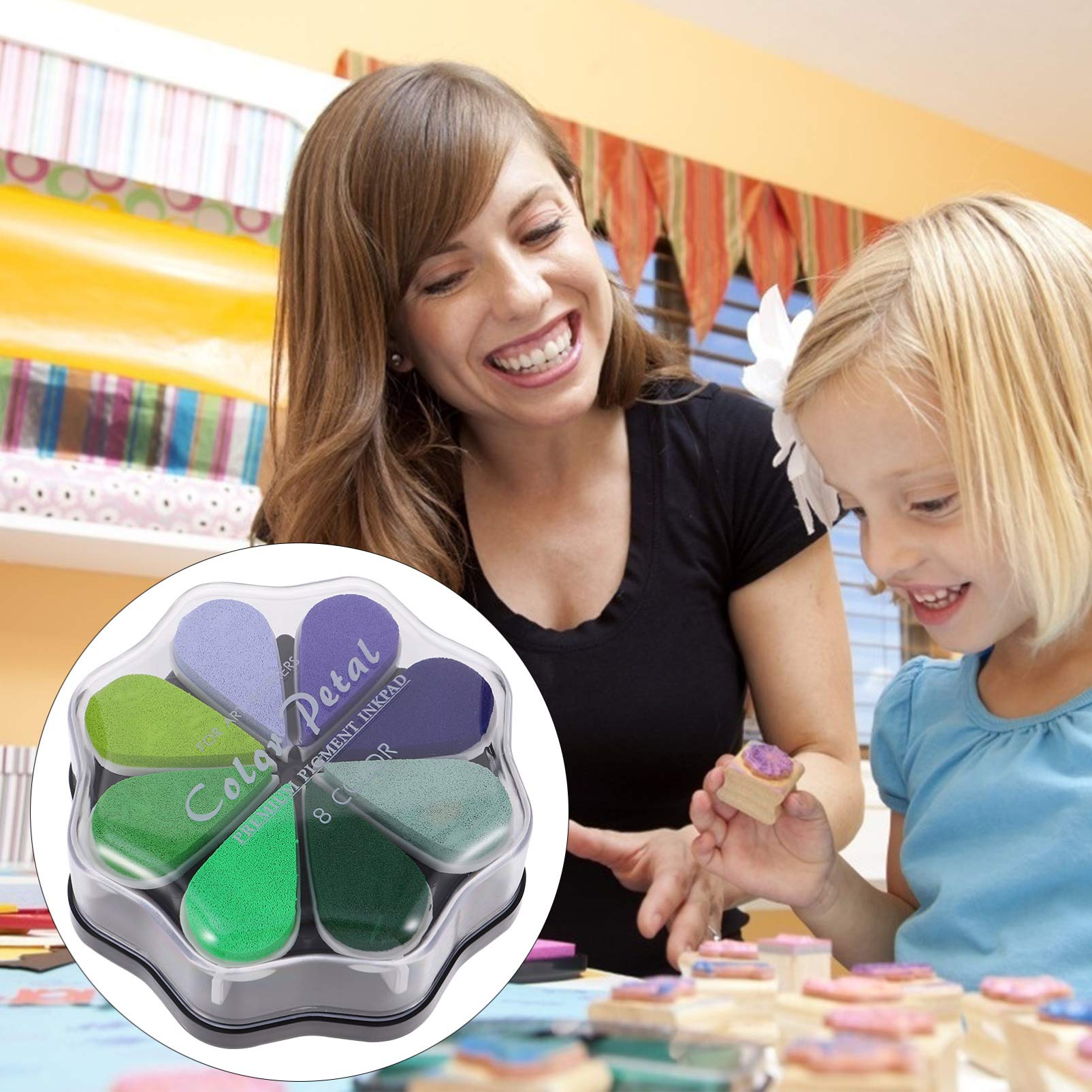 MILISTEN DIY Stamp Pad Kit - Non-Toxic Ink Pad for Kids Crafting, Fingerprint Art, Scrapbooking & Card Making - Perfect for Toddler Play, Sponge Stamps & Creative DIY Projects