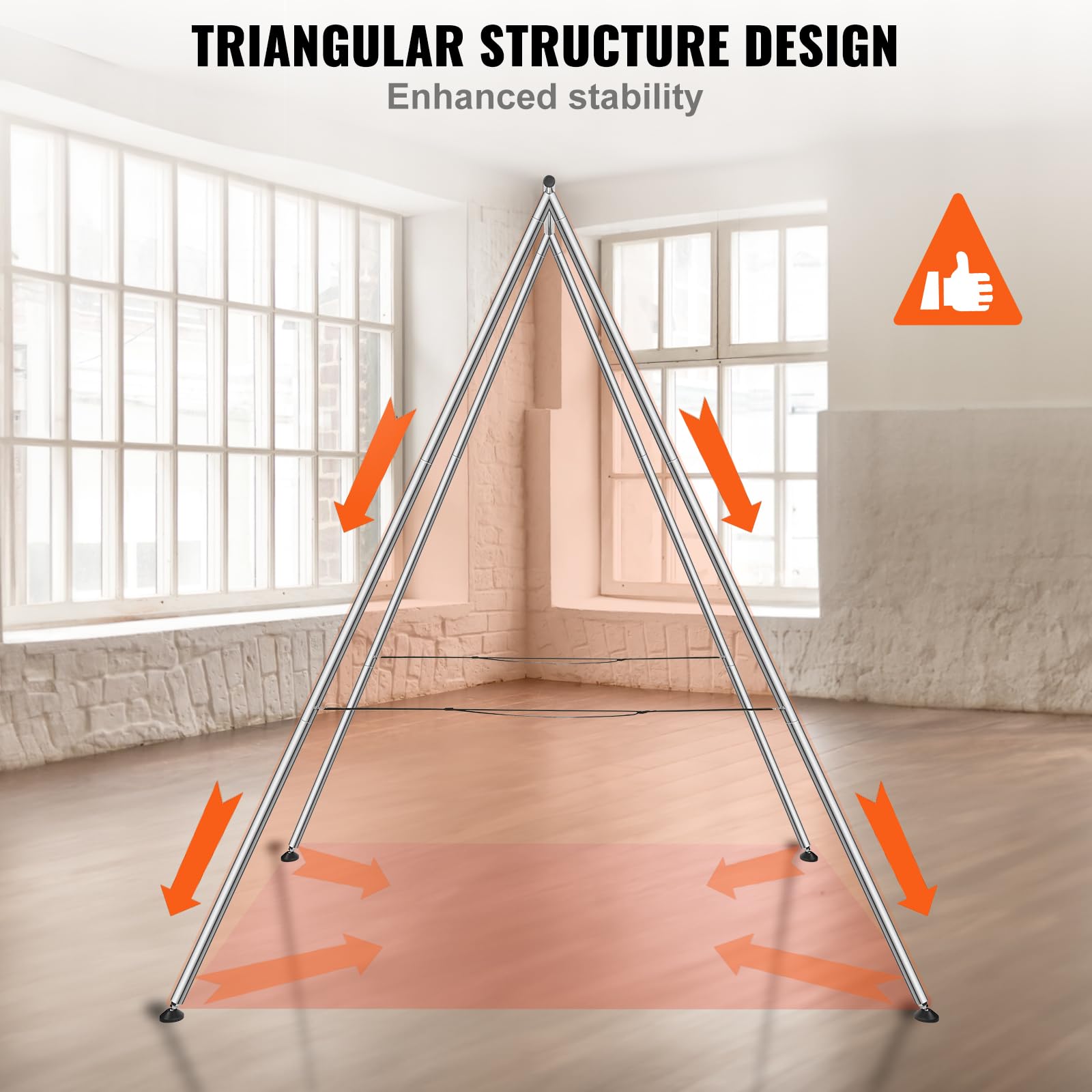 VEVOR 9.67ft Aerial Yoga Swing Stand - 551 lbs Capacity Chrome Steel Yoga Frame for Inversion & Yoga Sling | Indoor/Outdoor Aerial Yoga Equipment for Home, Studio & Gym Workouts