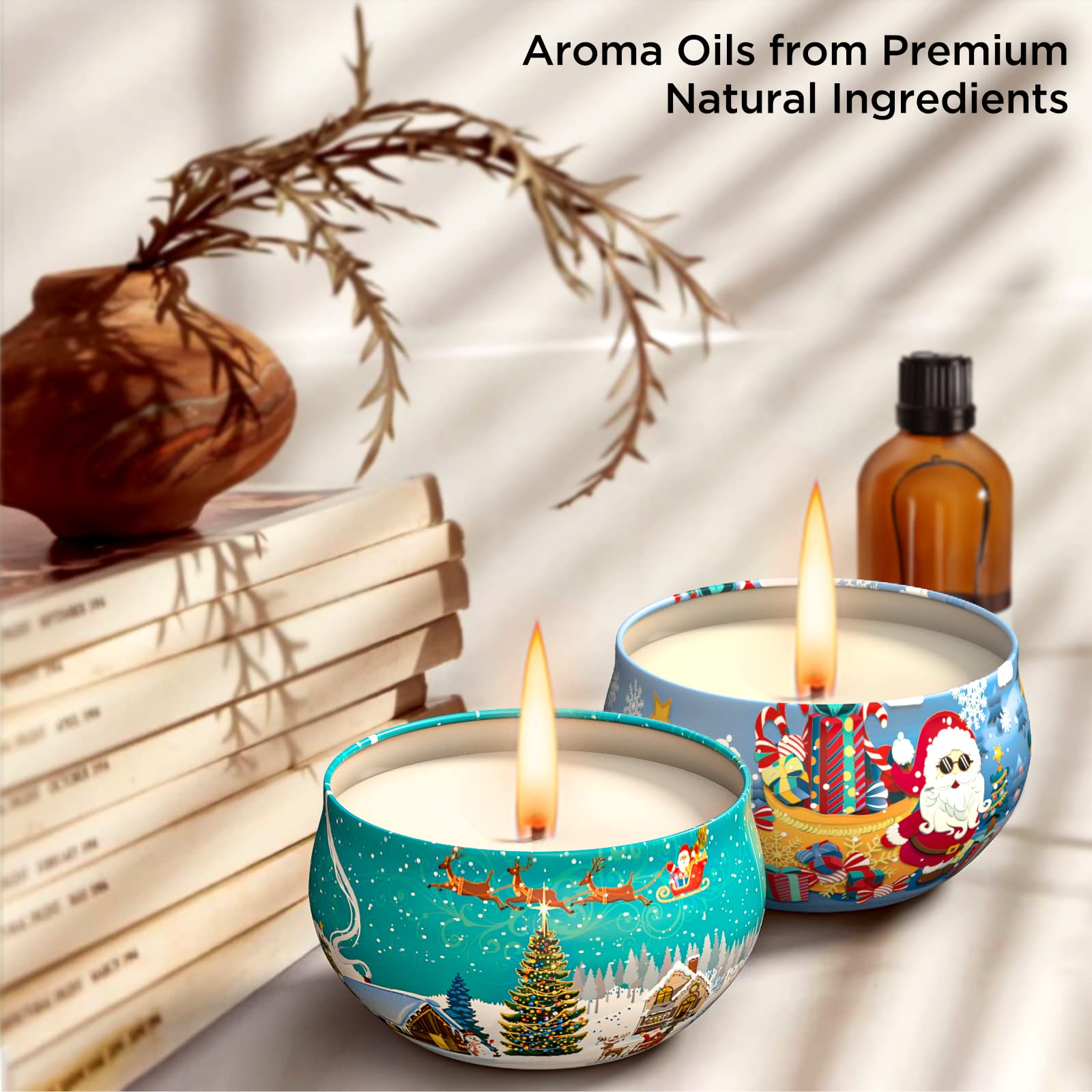 Christmas Scented Candles Gift Set - 12 Aromatherapy Candles for Home, Spa & Yoga