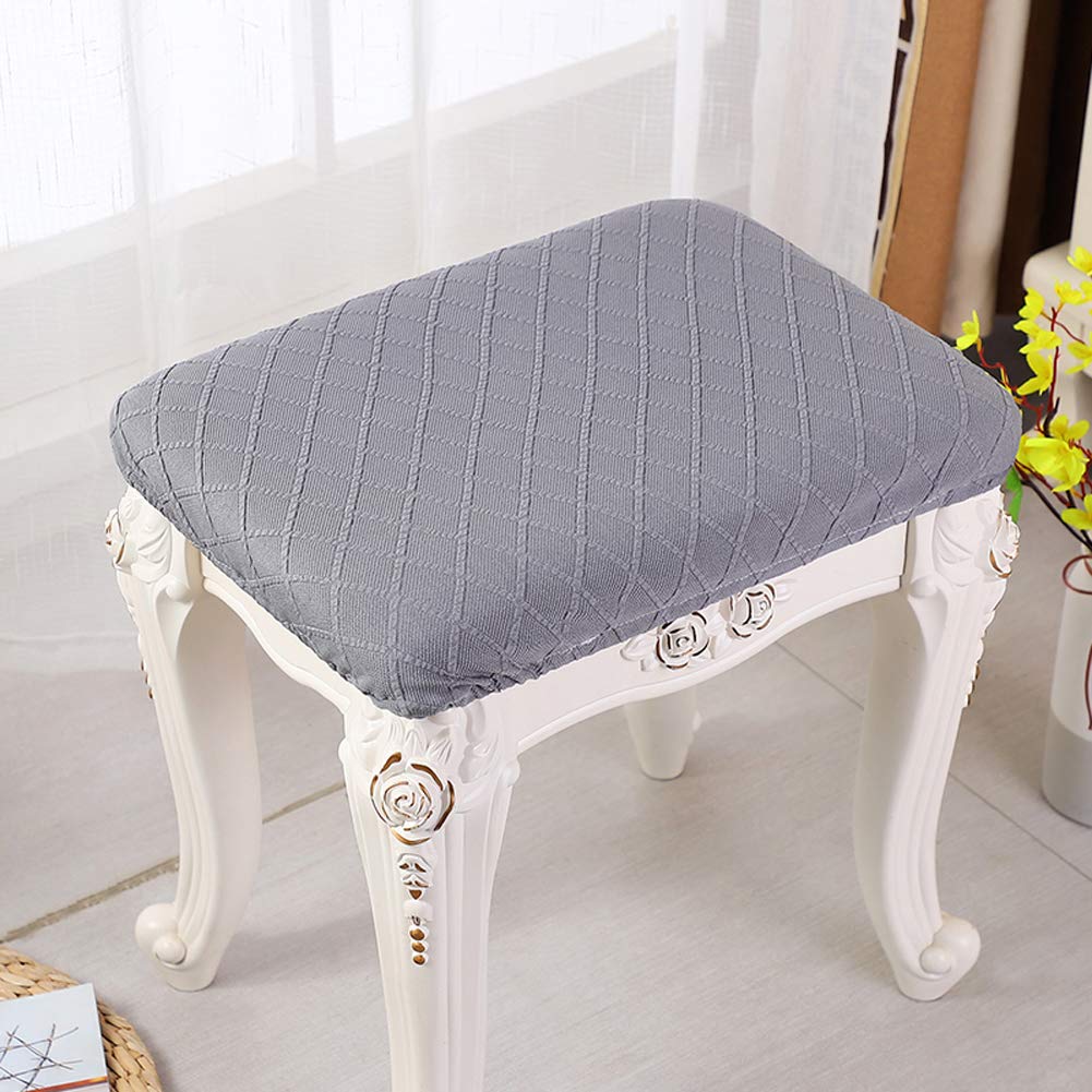 ANWUCHEN 4-Pack Stretchable Rectangle Bar Stool Covers - Elastic Jacquard Slipcovers for Wooden/Metal Stools, Vanity Chairs & Counter Seats (Gray) - Perfect for Home Bars, Kitchen Islands & Salon Makeup Stations