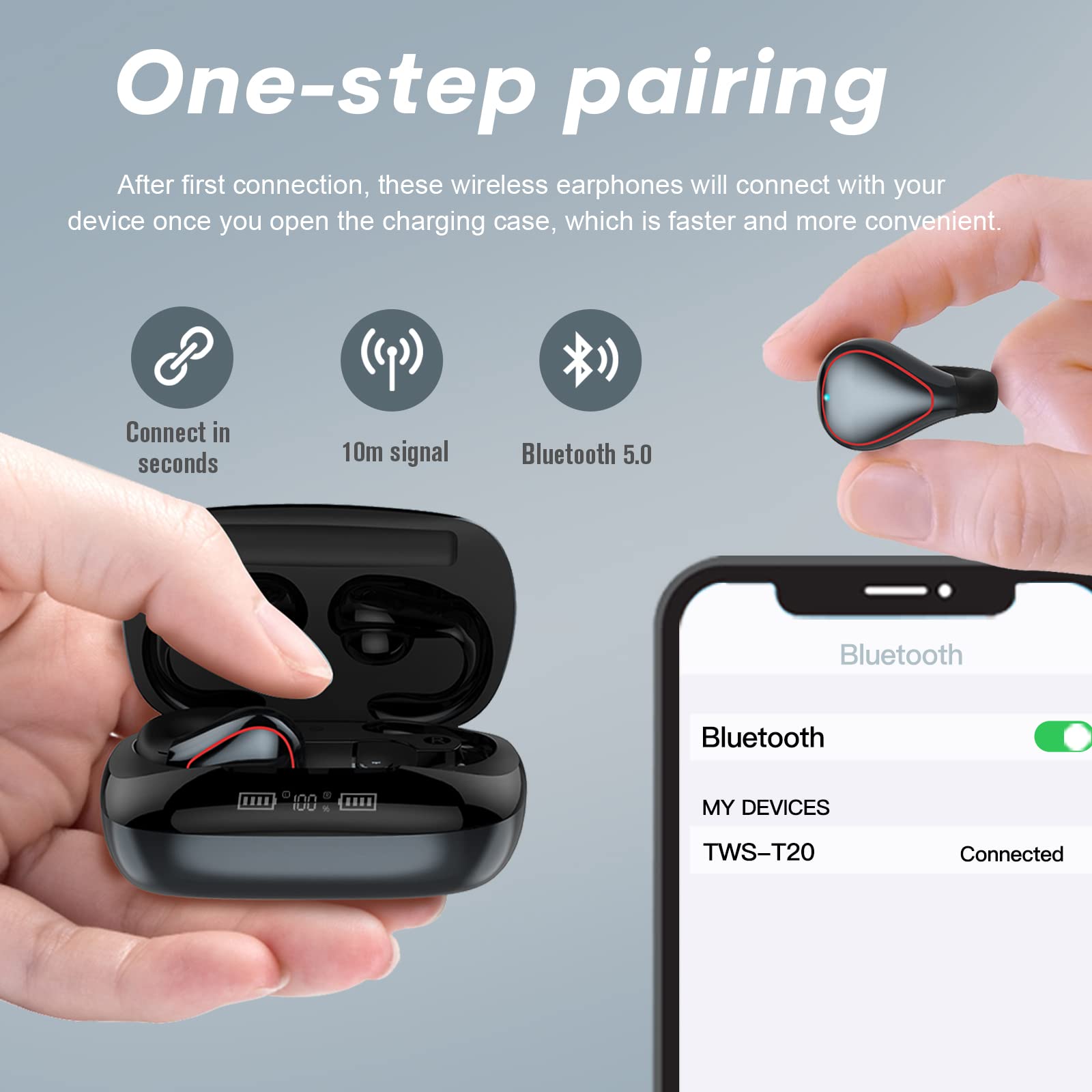 Wireless Bone Conduction Headphones - Bluetooth Open Ear Clip-On Earbuds for Running, Cycling & Workouts | Sweatproof & Comfortable for All-Day Use