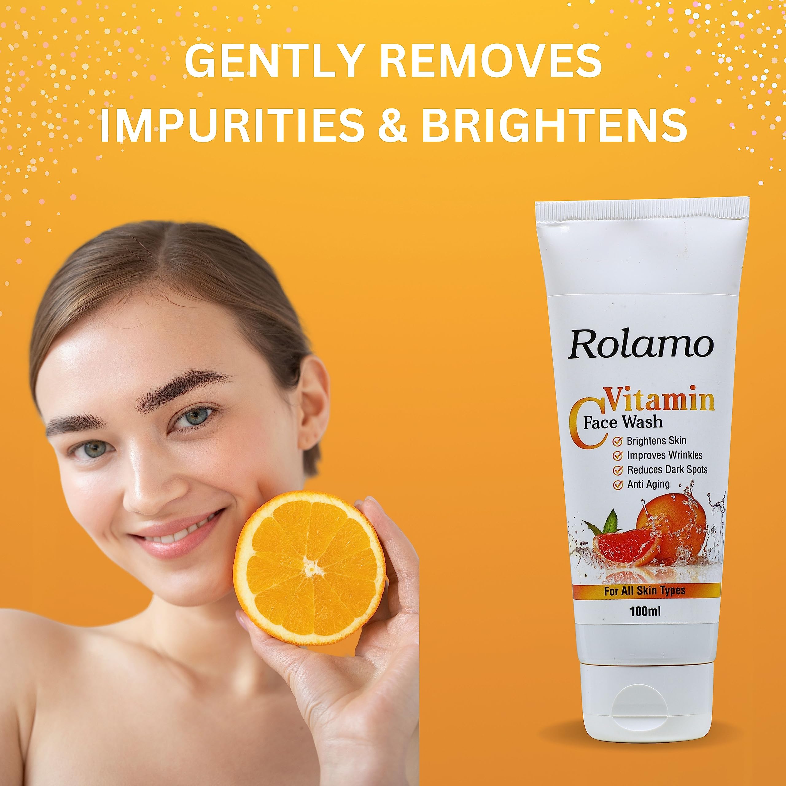 Rolamo Vitamin C & Green Tea Skincare Set - Vitamin C Face Wash 100ml + Brightening Serum 30g for Glowing Skin | Daily Cleansing & Anti-Aging Routine