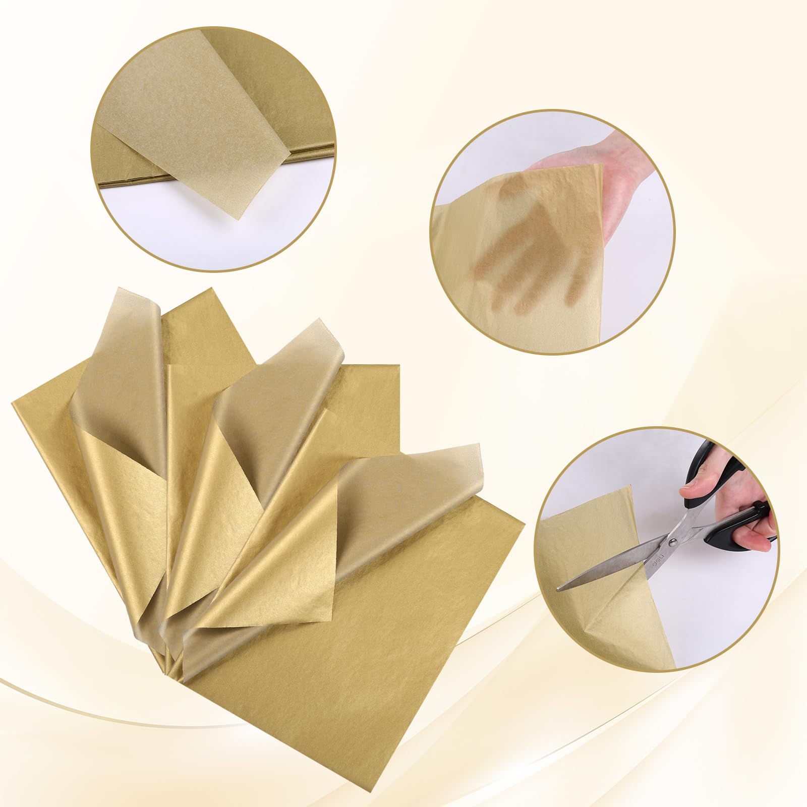Premium Gold Tissue Paper Bulk - 60 Sheets 14x20 Inch for Gift Wrapping, Christmas Crafts, Wedding Decorations & DIY Party Supplies | Perfect for Birthday Parties, Holiday Gifts & Home Decor Projects