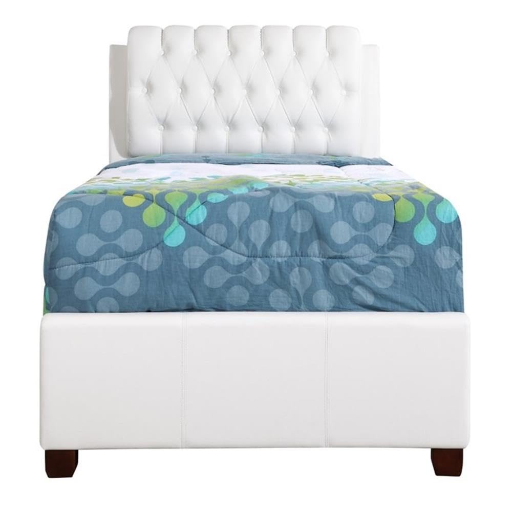Glory Furniture Marilla White Faux Leather Upholstered Twin Bed Frame - Perfect for Kids' Rooms, Guest Bedrooms & Small Spaces