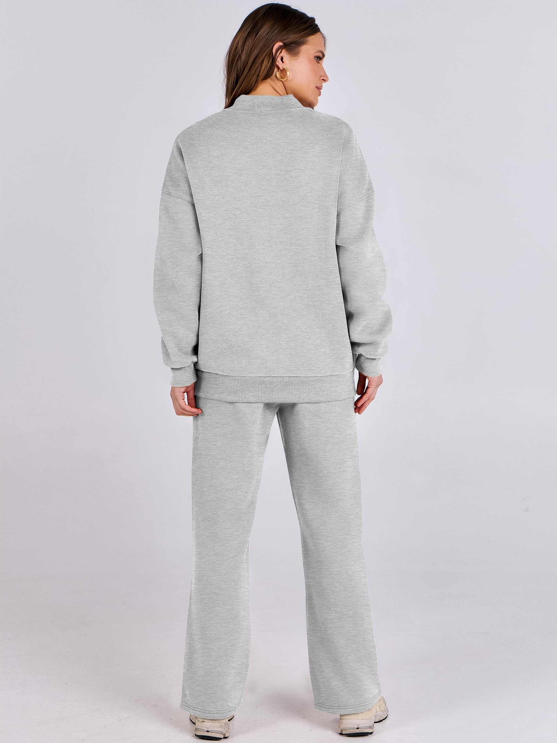 ANRABESS Women's 2-Piece Lounge Set - Oversized Zip-Up Sweatshirt & Sweatpants Matching Outfit | Cozy Fall Winter Loungewear for Home, Travel & Casual Wear