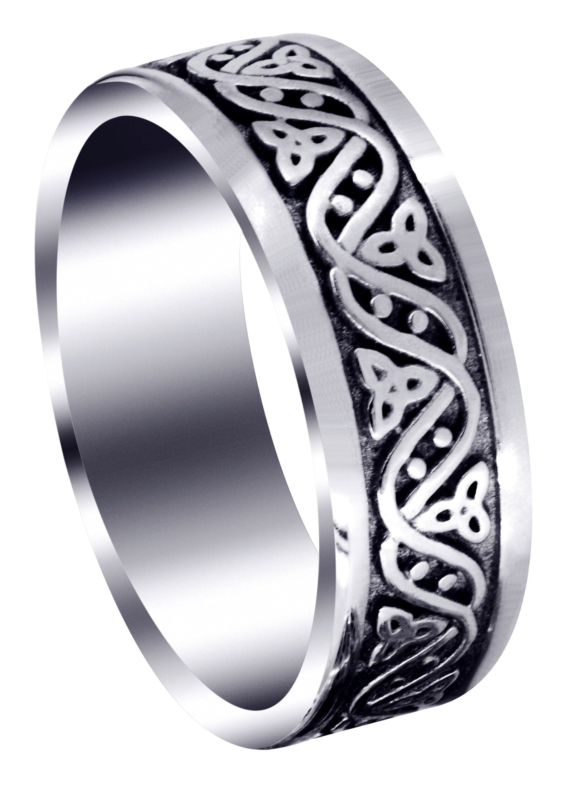 Celtic Men's Wedding Band - Sand Blast & High Polish Finish Stainless Steel Ring for Grooms, Alejandro Collection | Perfect for Celtic Weddings, Anniversary Gifts & Everyday Wear