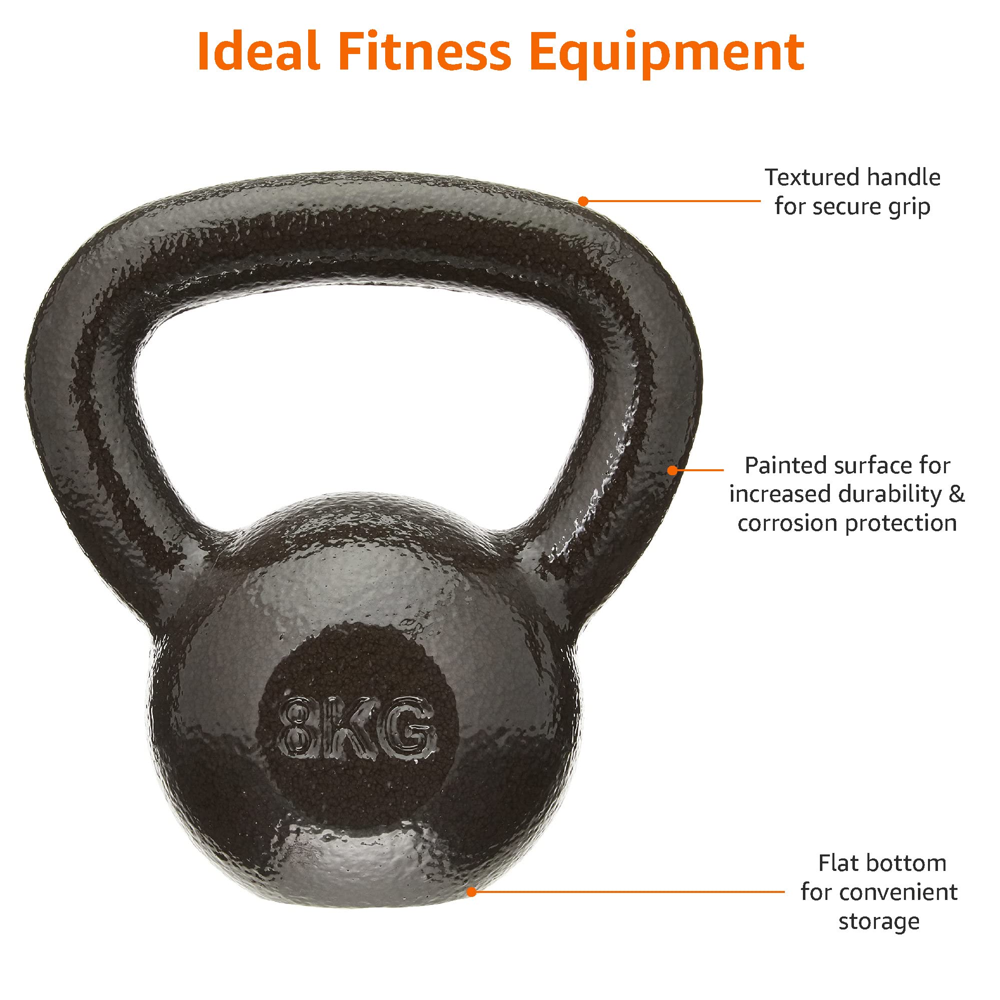 Amazon Basics Cast Iron Kettlebell - Durable Home Gym Equipment for Strength Training, Weightlifting & Fitness Workouts - Perfect for CrossFit, HIIT & Functional Training