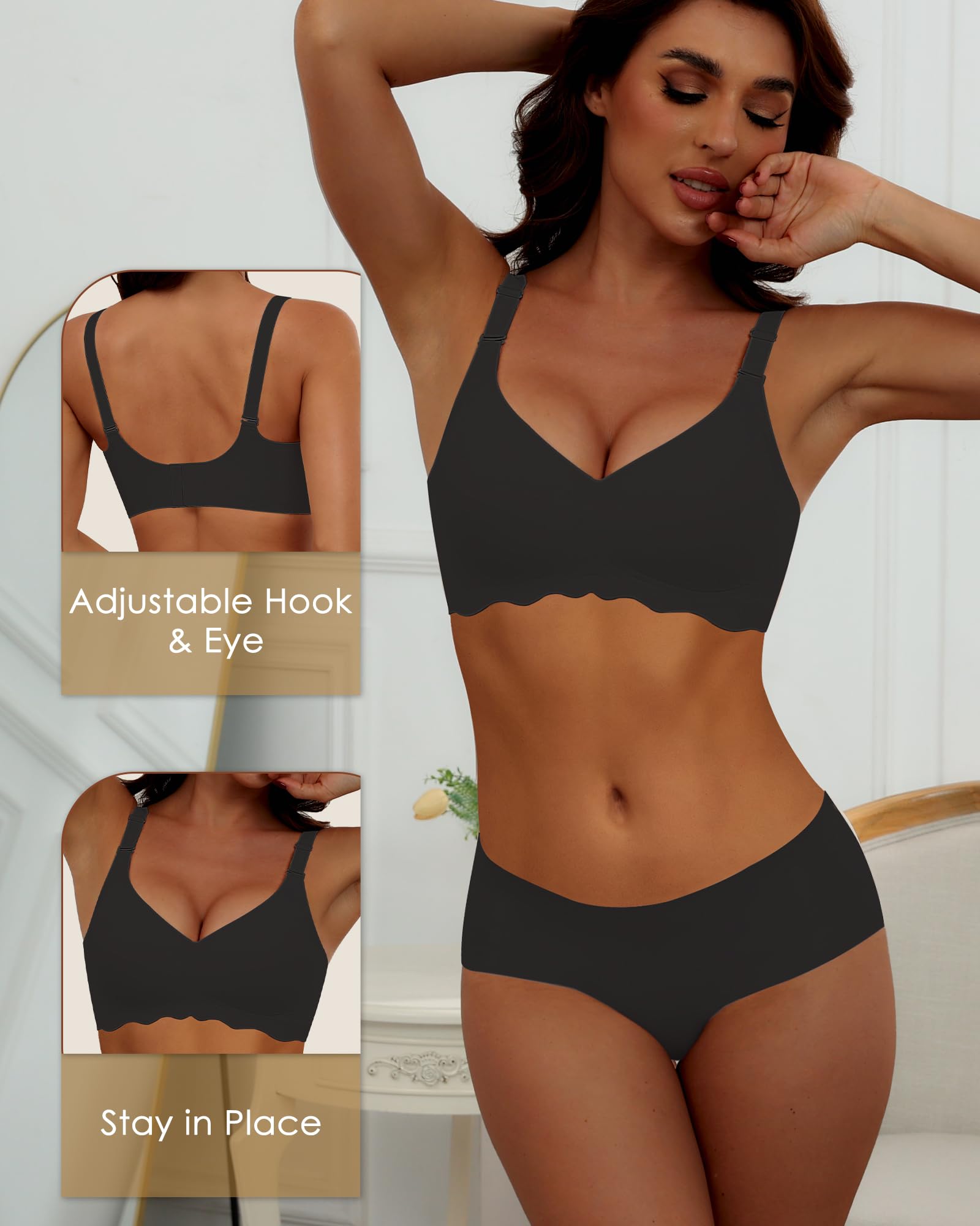 HORISUN Wireless T-Shirt Bra for Women - Seamless, No Show, Full Coverage & Comfortable - Perfect for Everyday Wear, Workouts & Layering Under Clothes
