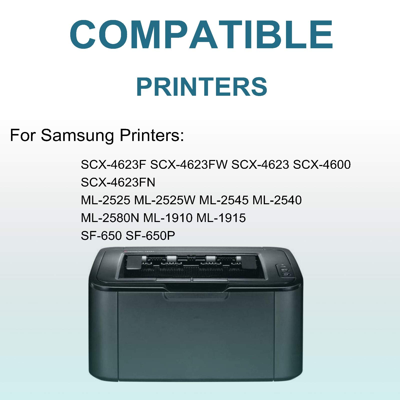 5-Pack Black High-Capacity D105L/MLT-D105L Compatible Toner Cartridge for Samsung ML-2525/ML-2525W/ML-2545/ML-2540/ML-2580N/ML-1910/ML-1915 Printers - Perfect for Office & Home Printing Needs
