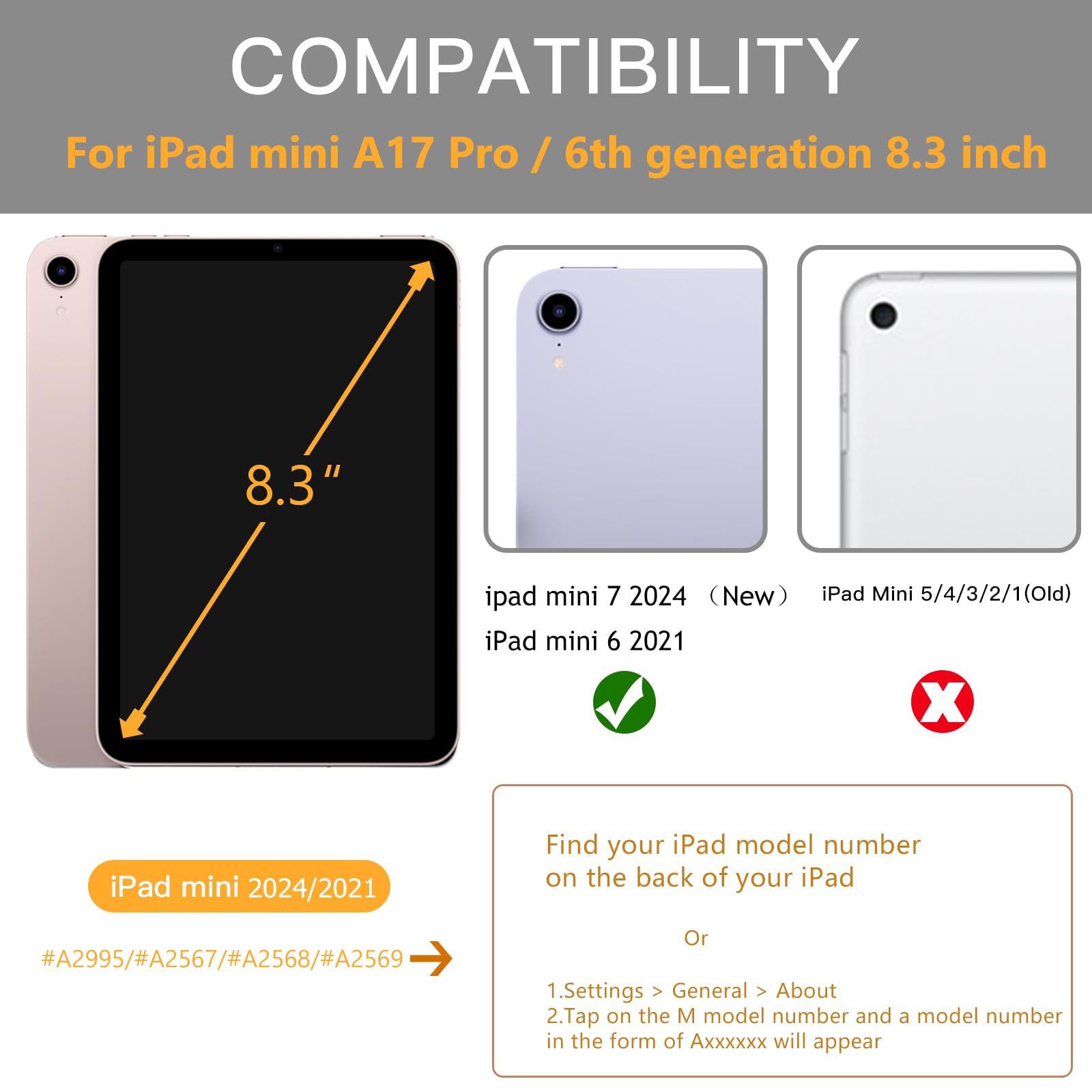 Mastten iPad Mini 7 Case with Pencil Holder - Slim Hybrid Clear Back Cover for iPad Mini 7th/6th Generation (2024/2021) 8.3 Inch - Auto Wake/Sleep Protection - Perfect for Kids, Students & Professionals On-The-Go