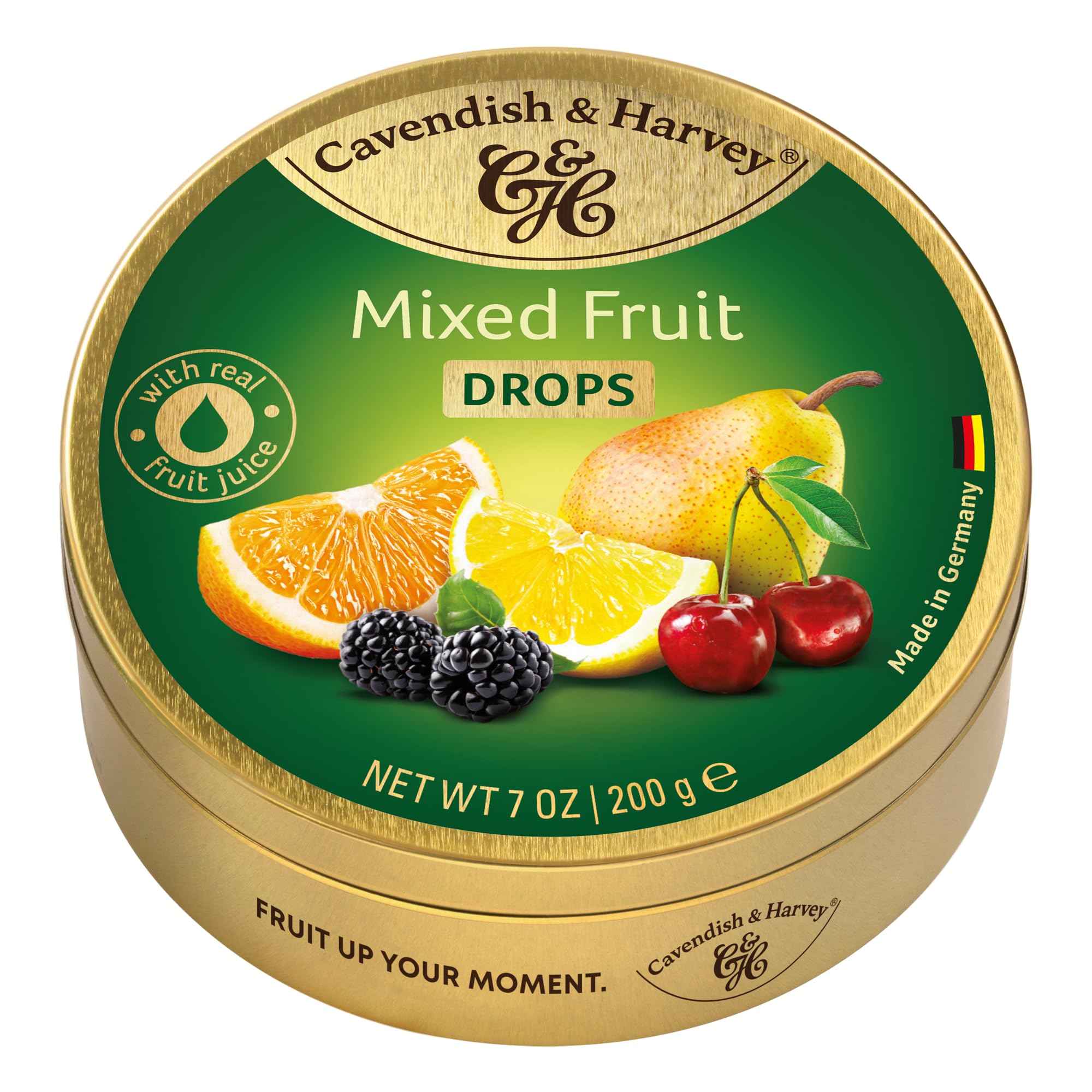 Cavendish & Harvey Assorted Fruit Candy - 200g Can (7oz) | Delicious Sweet Treats for Parties, Gifts & Office Snacks