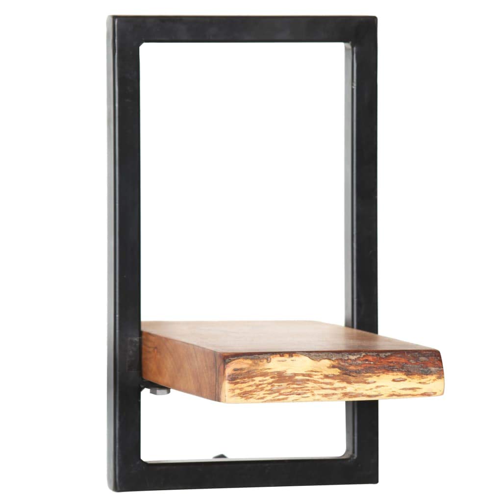 Festnight Set of 5 Floating Wall Shelves - Powder Coated Steel Frame with Solid Acacia Wood - Wall Mounted Display Shelf for Books, DVDs & Collectibles - Perfect for Living Room, Bedroom & Home Office Decor - Space Saving Storage Solution for Small Spaces