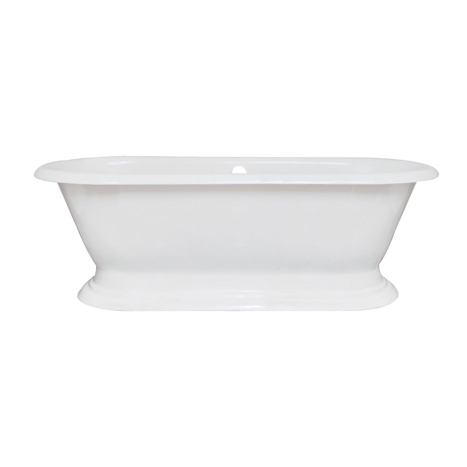 Aqua Eden 72 Inch White Cast Iron Oval Double Ended Pedestal Bathtub - No Faucet Drillings | Freestanding Soaking Tub for Luxury Bathroom & Spa Relaxation