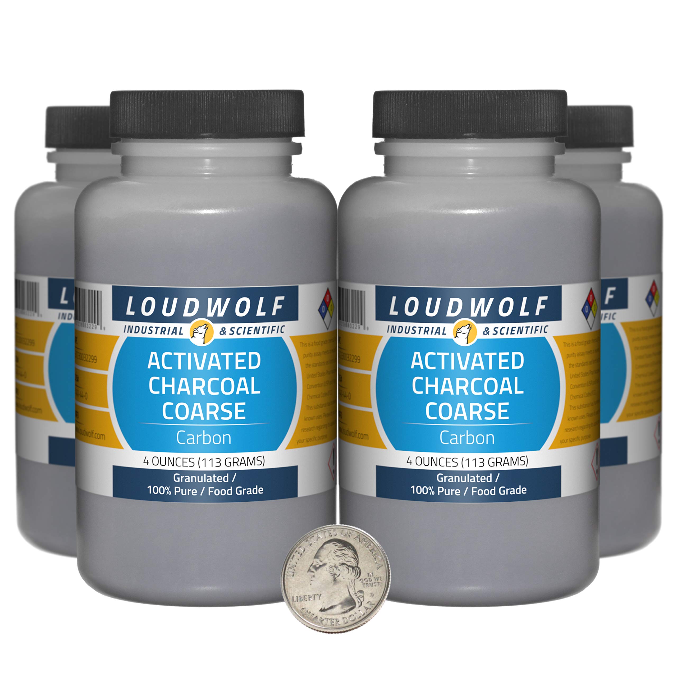 Activated Charcoal 1 Pound (4 Bottles) - 100% Pure Food Grade Granulated for Detox, Teeth Whitening & Water Filtration