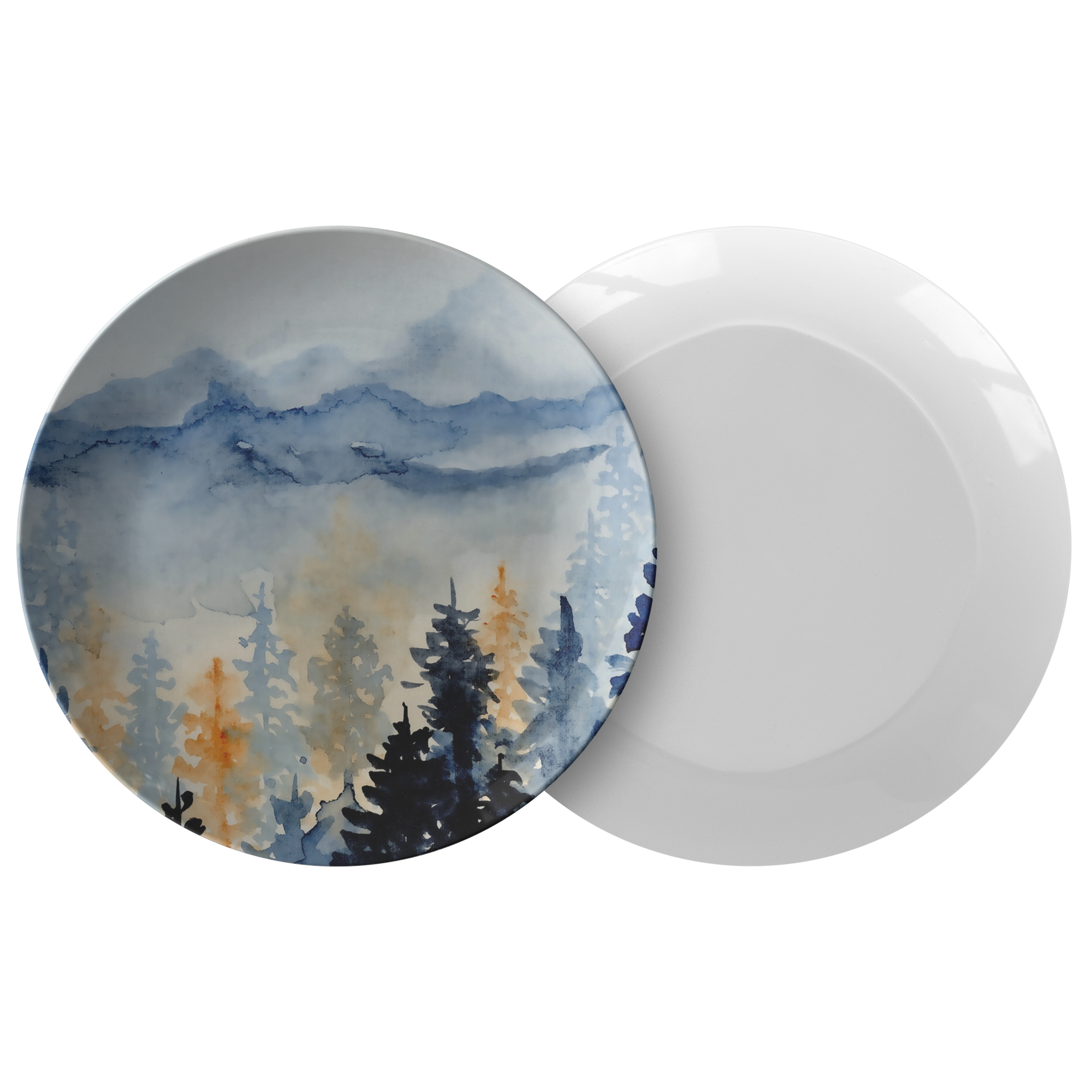 Eco-Friendly Watercolor Landscape Plastic Dinner Plates - Set of 6, BPA-Free, Dishwasher Safe - Perfect for Outdoor Picnics, Birthday Parties & Everyday Dining