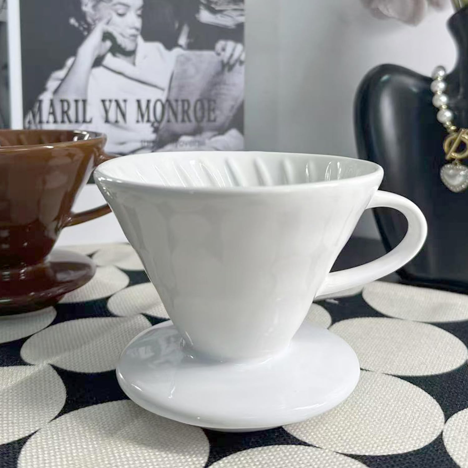 Premium Porcelain Pour Over Coffee Maker - Manual Slow Brew Dripper for Single Cup, Travel, Camping & Office Use - Ideal for Home Baristas & Coffee Lovers (White, Large 2-4 Cups) - Perfect for Morning Rituals, Outdoor Adventures & Specialty Coffee Brewing