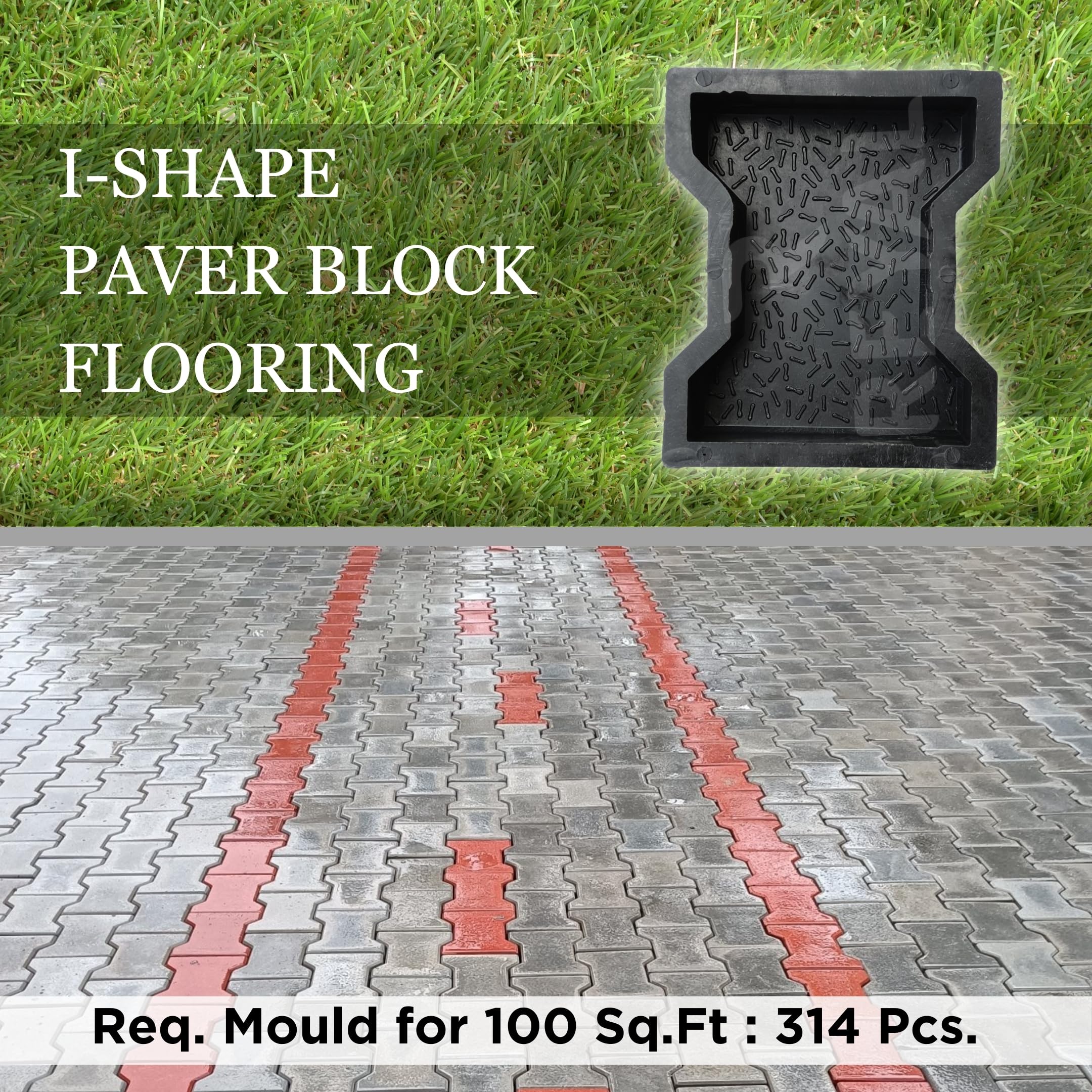 Reyal Dumbbell Paver Block Mould - Pack of 5 Black PVC Molds for Concrete Paving Stones | Heavy Duty Outdoor Walkway Maker | Made in India | Perfect for DIY Garden Paths, Patios & Driveway Projects