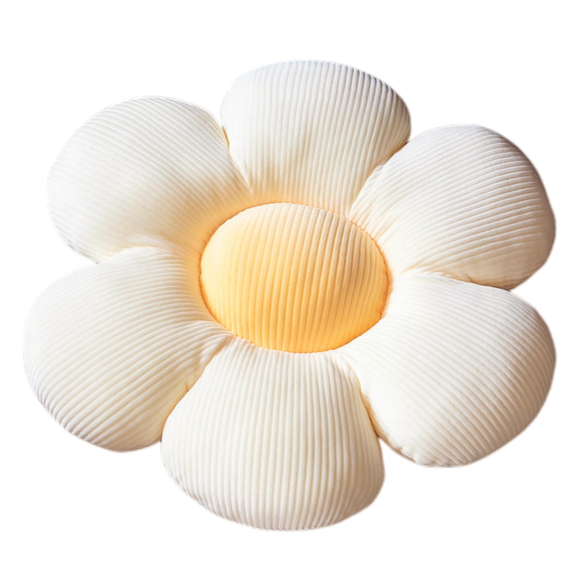 Baiyuruodie Floral Round Decorative Pillow - 15.7 Inch Soft Bed Pillow, Car Seat Cushion & Home Decor Throw Pillow (Creamy White) - Perfect for Sofa, Bedroom, Nursery and Car Interior Accessories