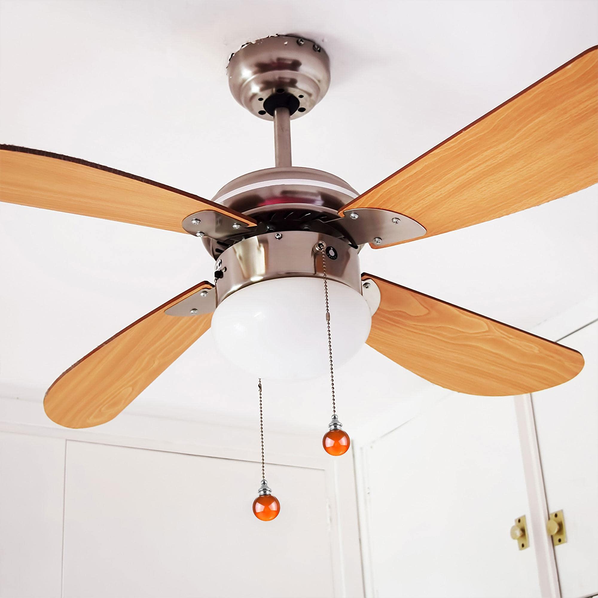 uxcell 20 Inch Ceiling Fan Pull Chain with 30mm Amber Crystal Ball Pendant - Decorative Lighting Accessory for Home, Bedroom & Living Room Fan Replacement