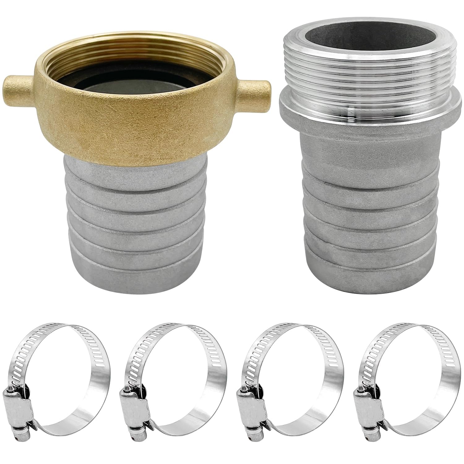 2 Inch Aluminum Pin Lug Hose Shank Fitting Set - Heavy Duty 2