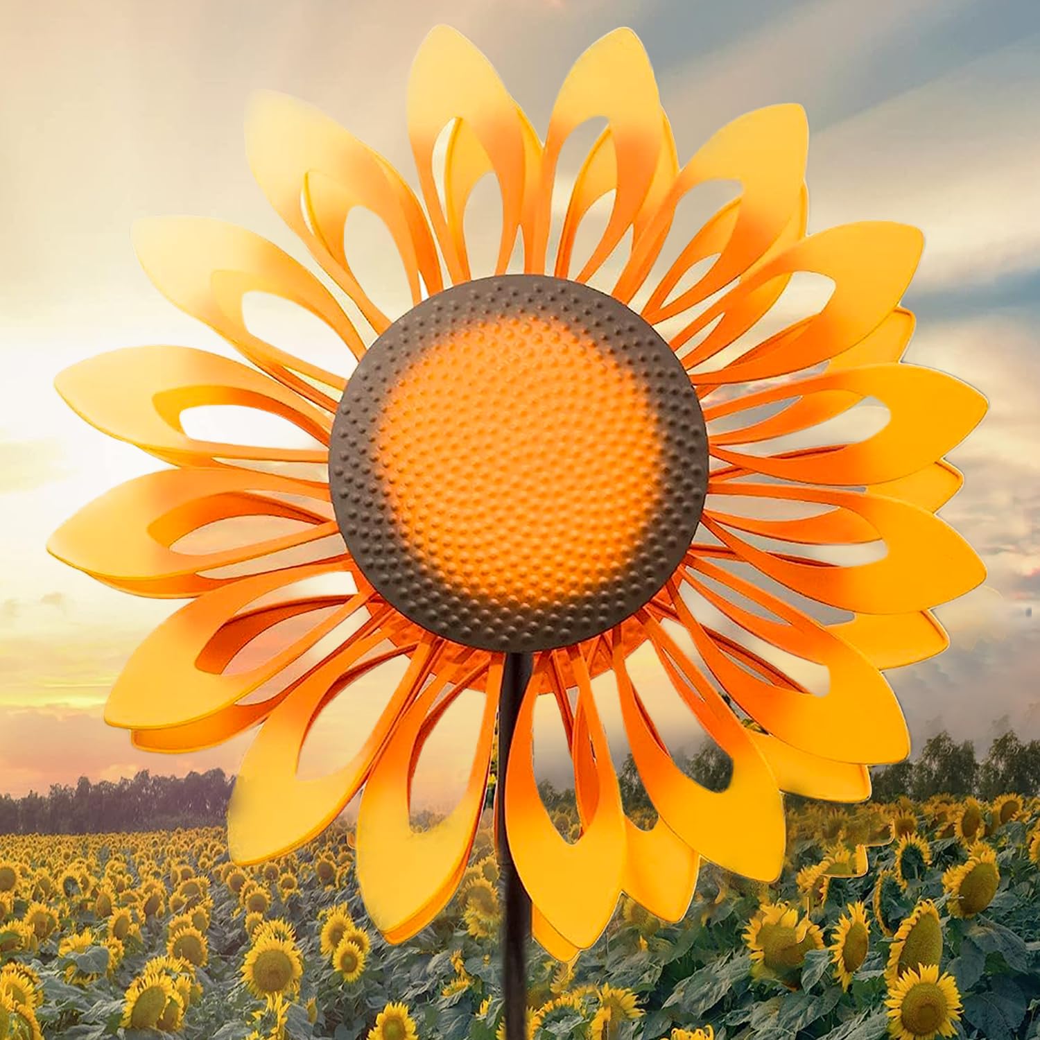 84 Inch Large Metal Wind Spinner for Yard and Garden - Double Sided Sunflower Outdoor Wind Sculpture - Perfect Birthday Gift for Women - Great for Patio, Lawn Decoration & Relaxing Garden Atmosphere