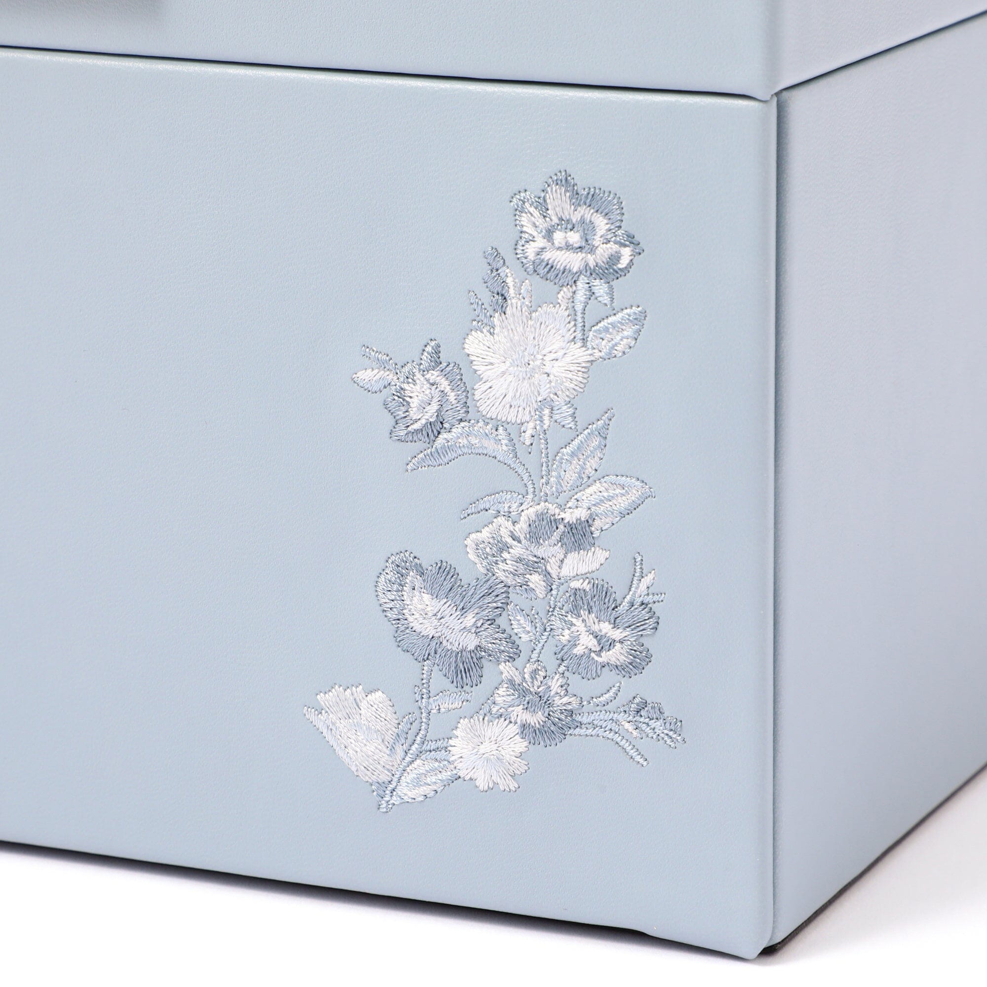 Exquisite Large Blue Embroidery Flower Jewelry Box - Perfect for Organizing Necklaces, Rings & Earrings - Elegant Home Decor & Gift Idea