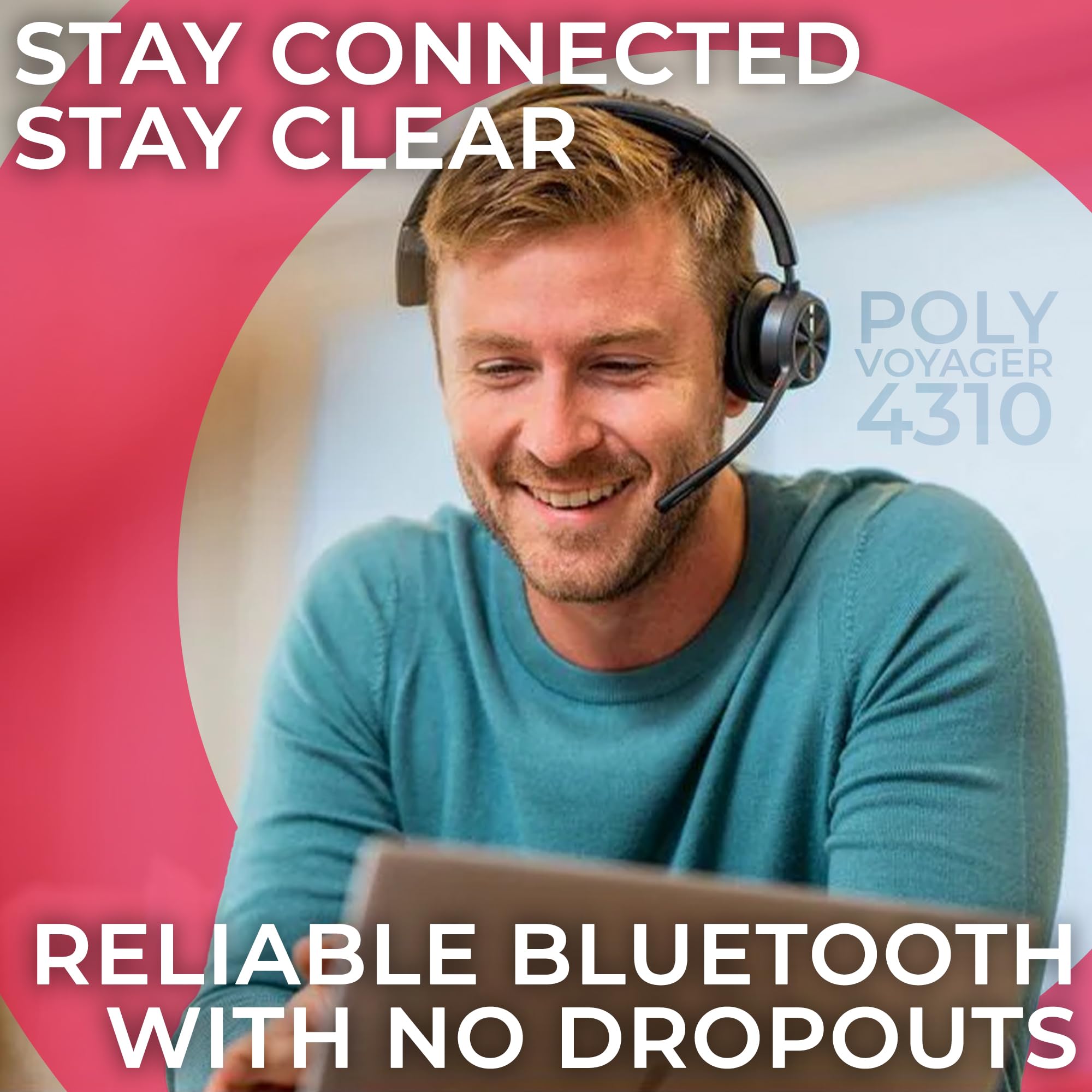 Poly Voyager 4310 UC Wireless Bluetooth Mono Headset (USB-C) with Microfiber Cloth - Compatible with Deskphone, PC, Mac, Zoom, RingCentral, 8x8, Vonage - Perfect for Remote Work, Call Centers & Video Conferencing