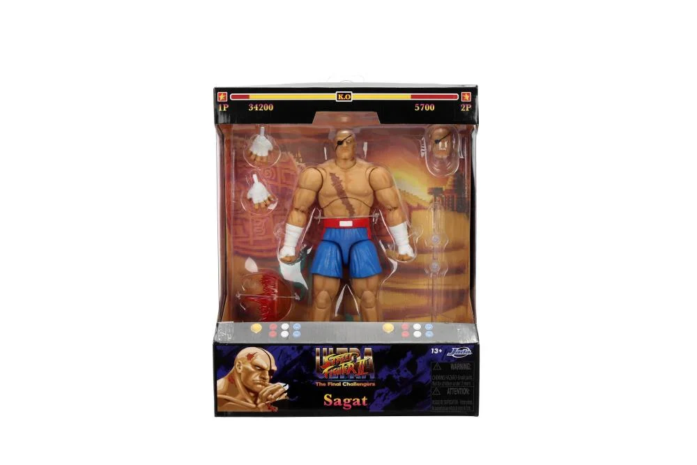 Jada Toys 1/12 Scale 6-Inch Ultra Street Fighter II Action Figure - Sagat Collectible for Gamers & Fans | Perfect for Display, Cosplay & Fighting Game Enthusiasts