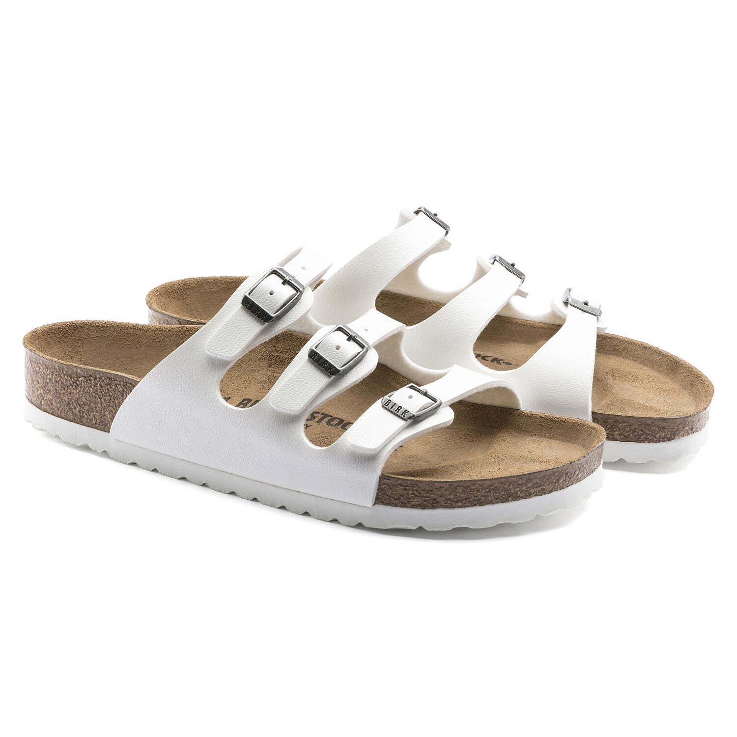 Birkenstock Women's Florida Birko-Flor Classic Footbed Sandals - Comfortable White Leather Sandals for Walking, Travel & Summer Outfits