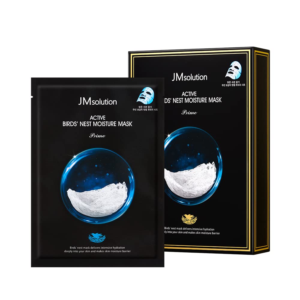 JMSolution Bird Nest Facial Mask - 10 Sheet Korean Skincare for All Skin Types - Deep Hydration & Nourishment - Perfect for Dry Skin & Nighttime Routine