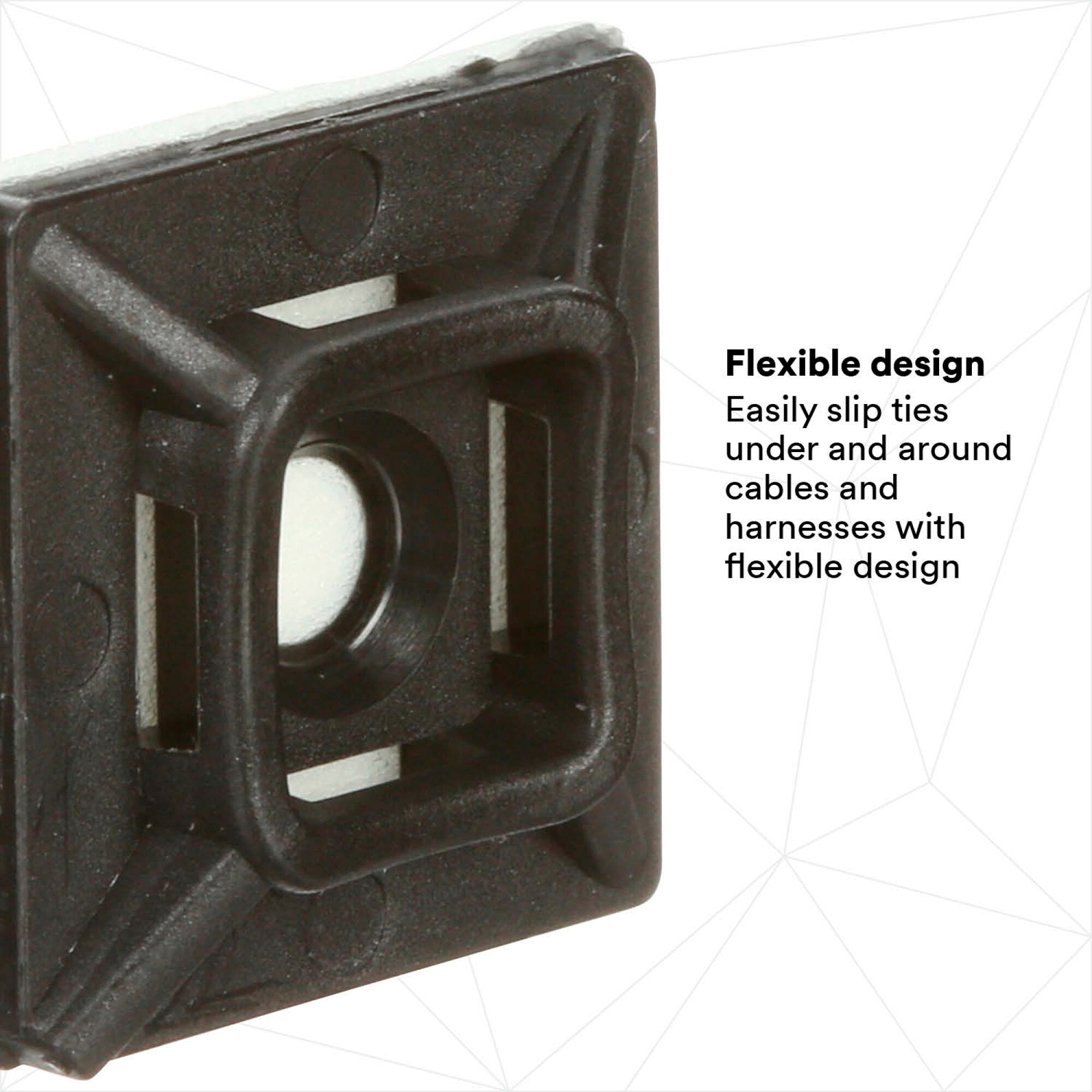 3M CTB75X75BKA C 4-Way Adhesive Cable Tie Mounting Base - Heavy Duty Organizer for Wires, Cords & Cables - Ideal for Home, Office & Workshop Cable Management