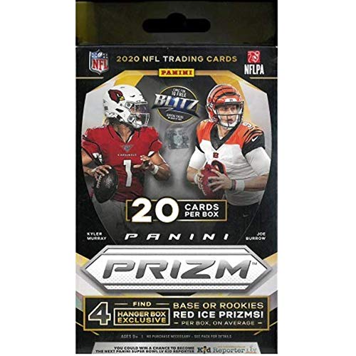 2020 Panini Prizm Football Hanger Box - 20 Trading Cards Per Pack | Collectible NFL Player Cards for Sports Fans & Trading Card Game Enthusiasts | Perfect for Gifts, Collections, and Fantasy Football Leagues
