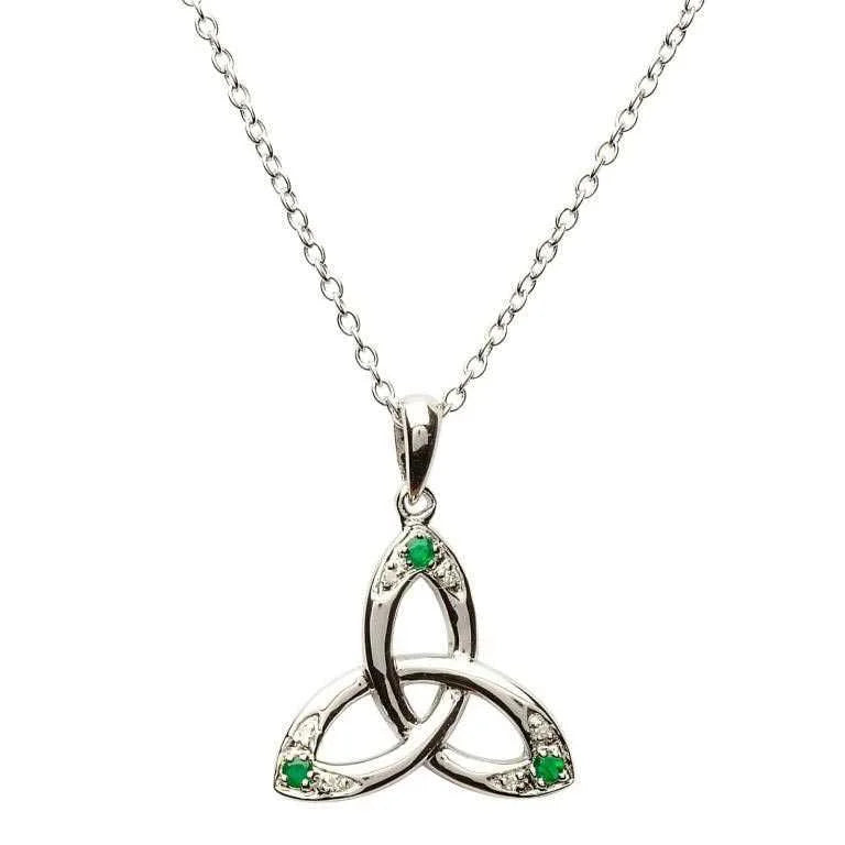 Exquisite Diamond & Emerald Trinity Knot Necklace - Elegant Jewelry for Women, Perfect for Weddings, Anniversaries & Special Occasions