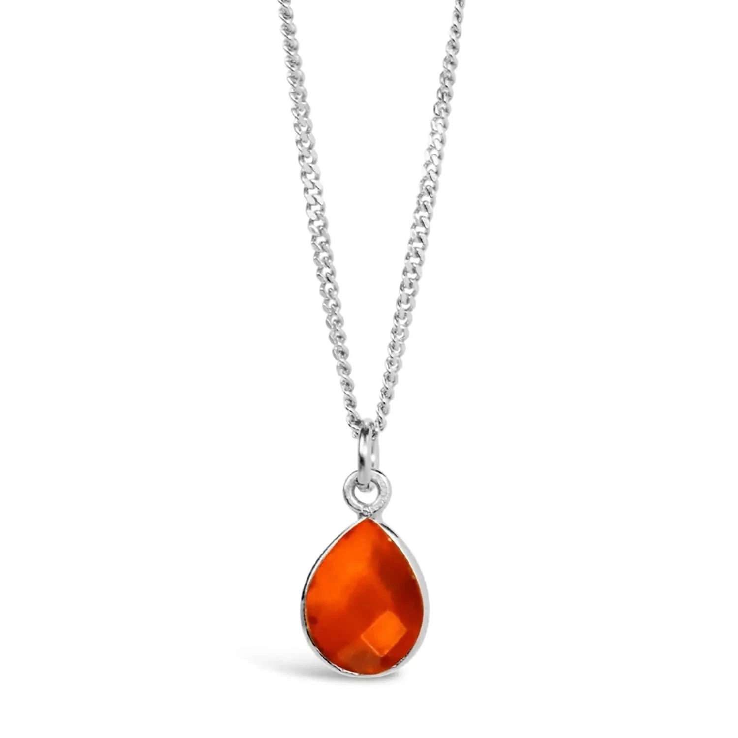 Natural Carnelian Charm Necklace - Sterling Silver July Birthstone Jewelry for Women - Perfect Gift for Birthday, Anniversary & Everyday Wear