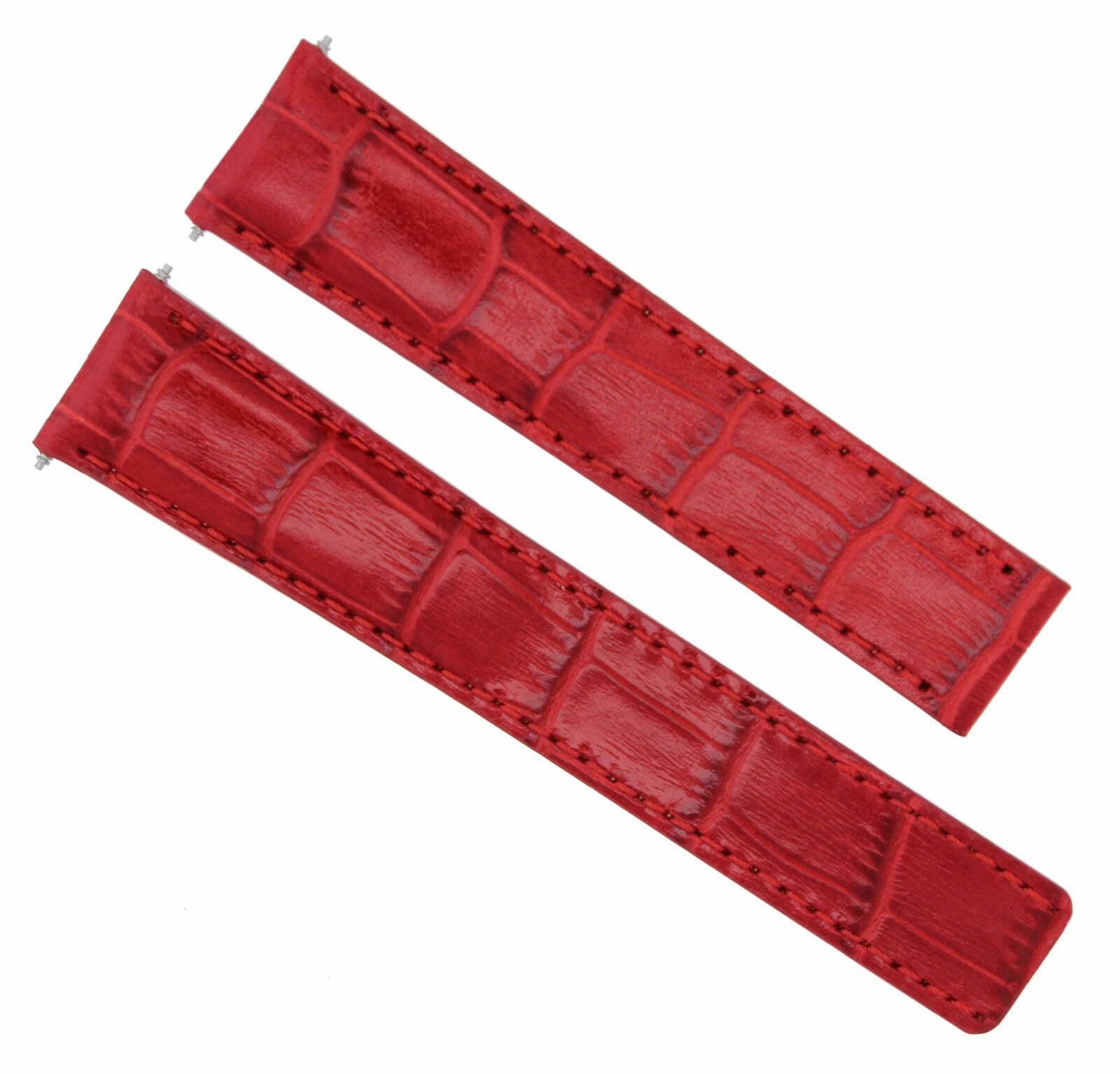 Premium 18mm Genuine Leather Watch Band Strap for Cartier Tank Watch - Red Deployment Clasp Replacement | Elegant & Durable Accessory for Business, Casual & Formal Occasions
