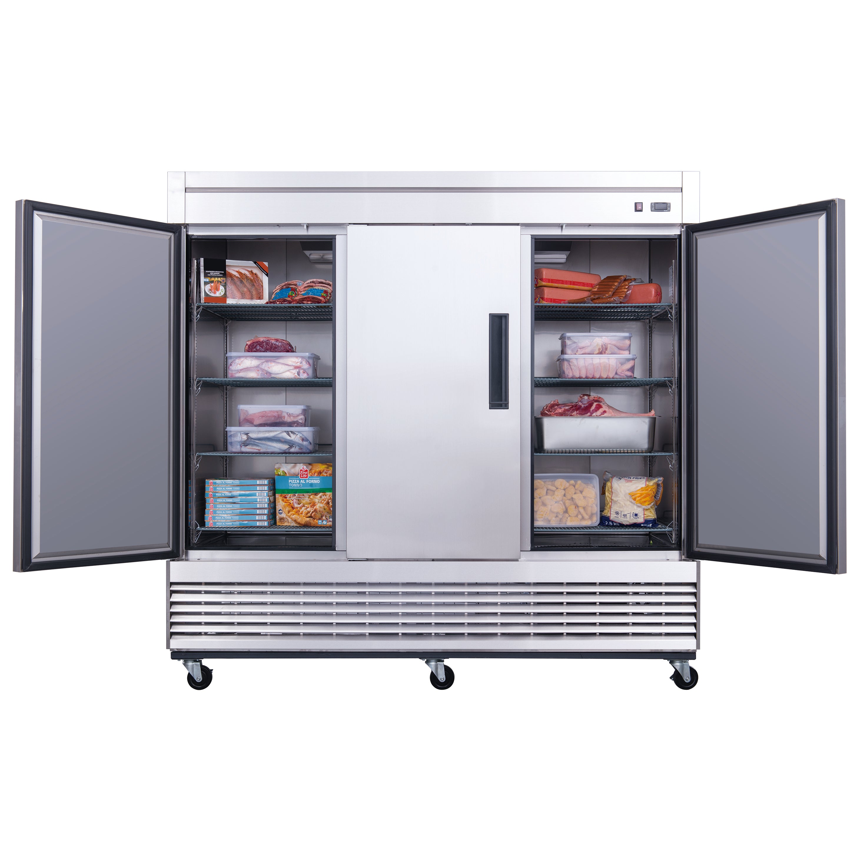 Commercial Stainless Steel Reach-In Refrigerator 64 cu.ft - Chef AAA T83R 3 Solid Door Restaurant Fridge for Kitchen, Grocery Store & Food Service
