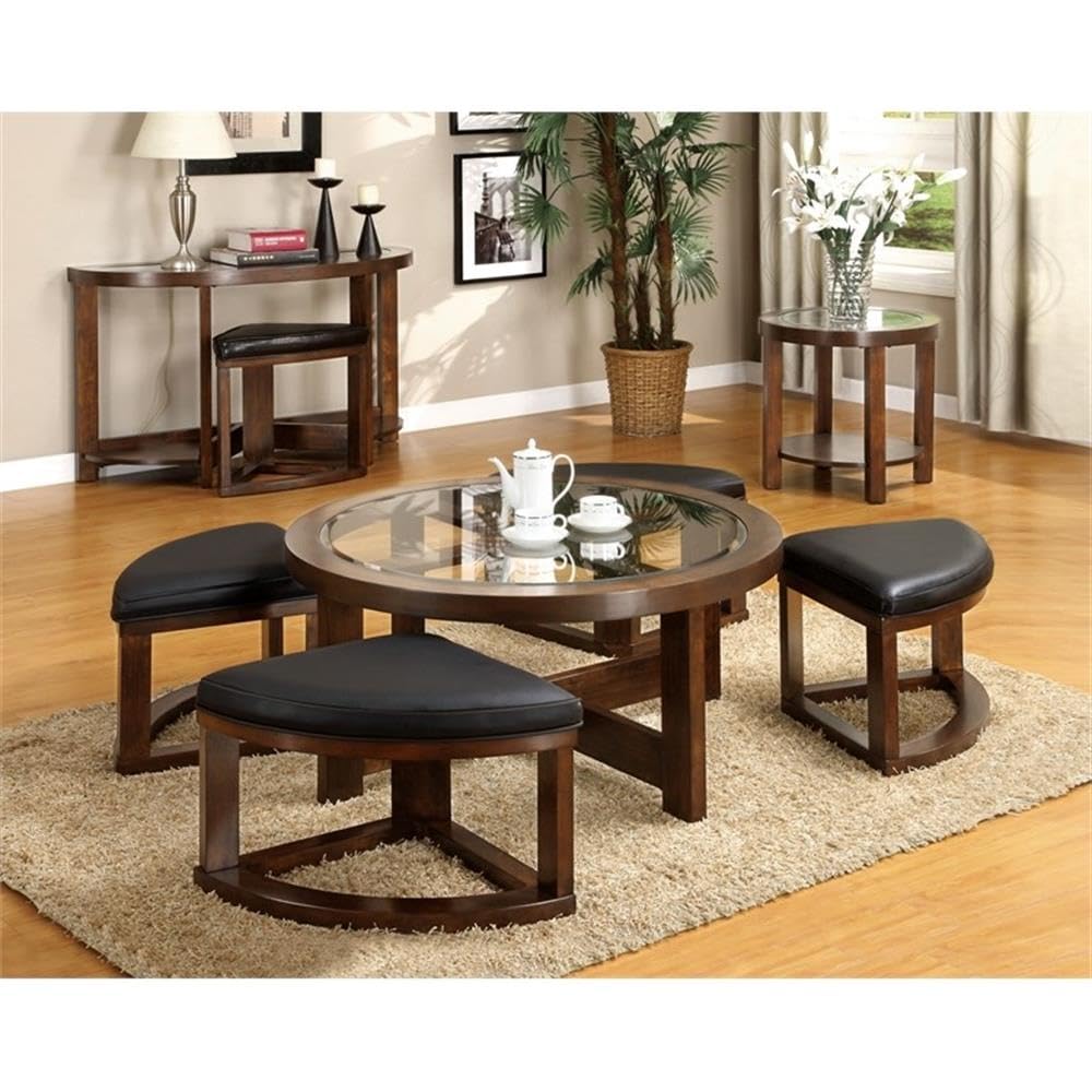 BOWERY HILL 5-Piece Dark Walnut Coffee Table Set for Living Room