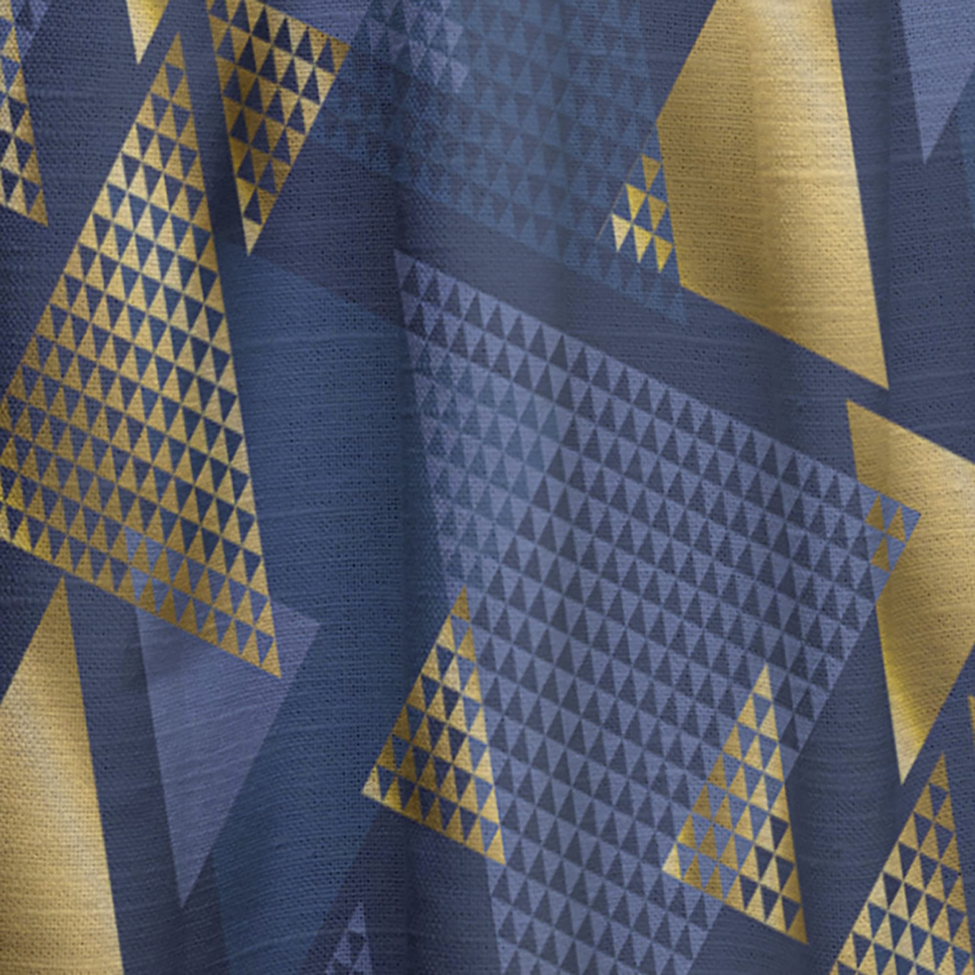 DesignQ Retro Luxury Wave Pattern Thermal Insulated Curtains - Gold & Blue Single Panel (52x120) for Bedroom & Living Room - Elegant Window Drapes for Home Decor & Light Blocking